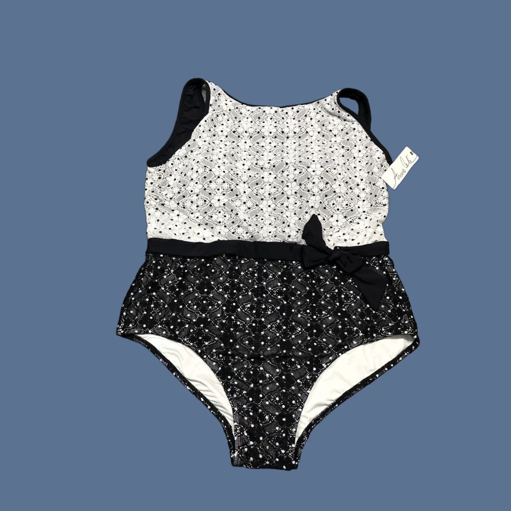 Vintage Anne Cole Womens One Piece Swimsuit 18W Black White Lace New With Tags Size ONE SIZE - 1 Thumbnail