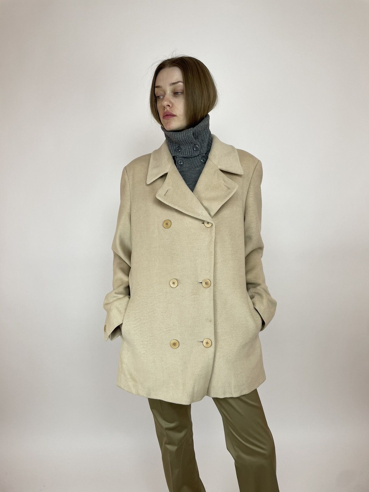 Other MARC CAIN WOOL/Angora BEIGE COAT Double-breasted WOMENS Size M / US 6-8 / IT 42-44 - 9 Thumbnail