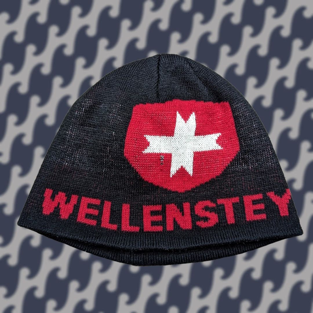 Vintage Wellensteyn Beanie Hat One Size Black Red Promo Unisex Adults Knit Acrylic Stretch 3-4 Seasons Mens Women Girls Boys Size ONE SIZE - 1 Thumbnail