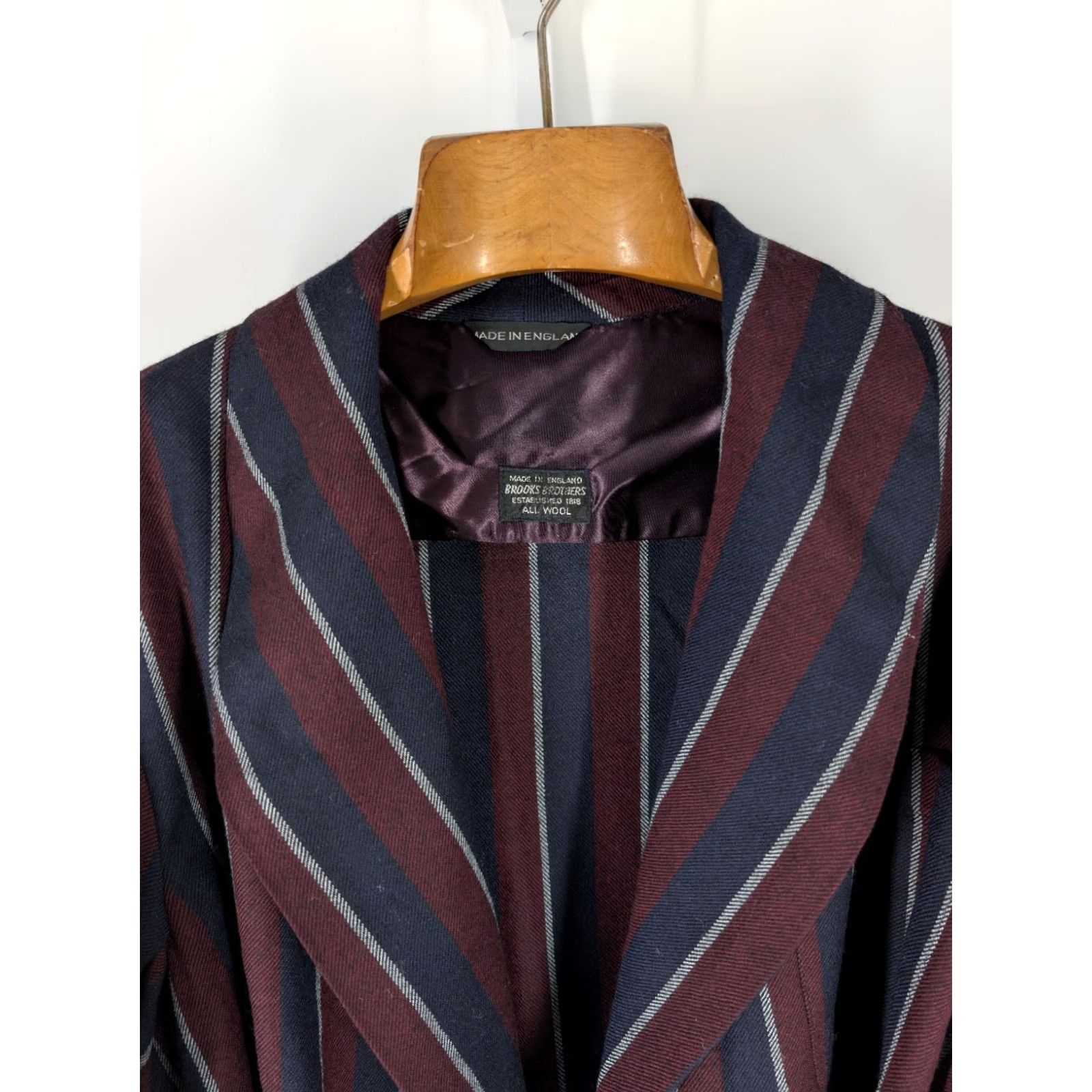 Brooks Brothers Brooks Brothers Vintage 60s Flannel Stripe England Wool Robe Large Belted Jacket Size US L / EU 52-54 / 3 - 6 Thumbnail