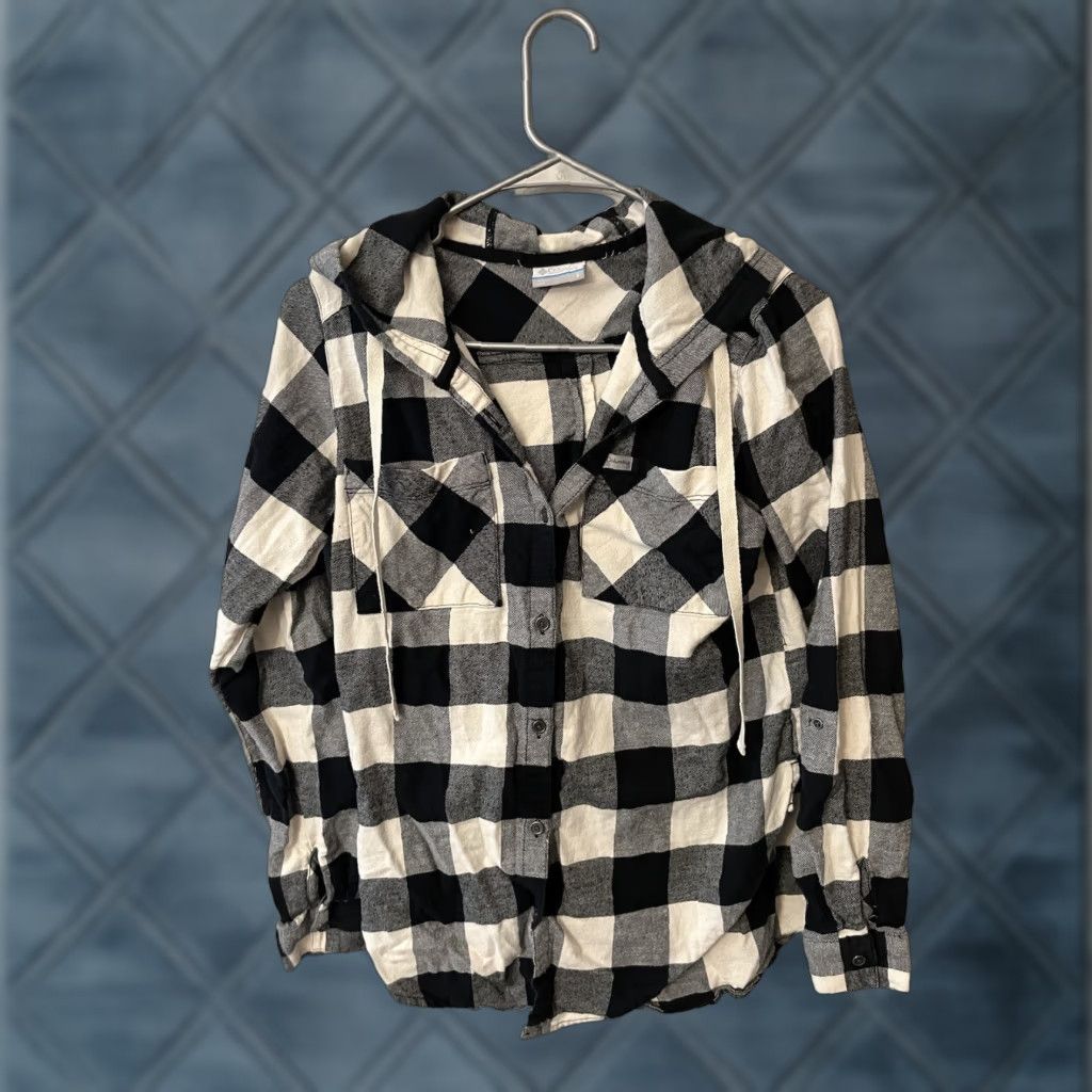 Vintage Columbia Shirt Womens Small Black Plaid Button-Up Hooded Casual Lightweight Crew Neck Long Sleeve Vintage No Size S / US 4 / IT 40 - 1 Thumbnail