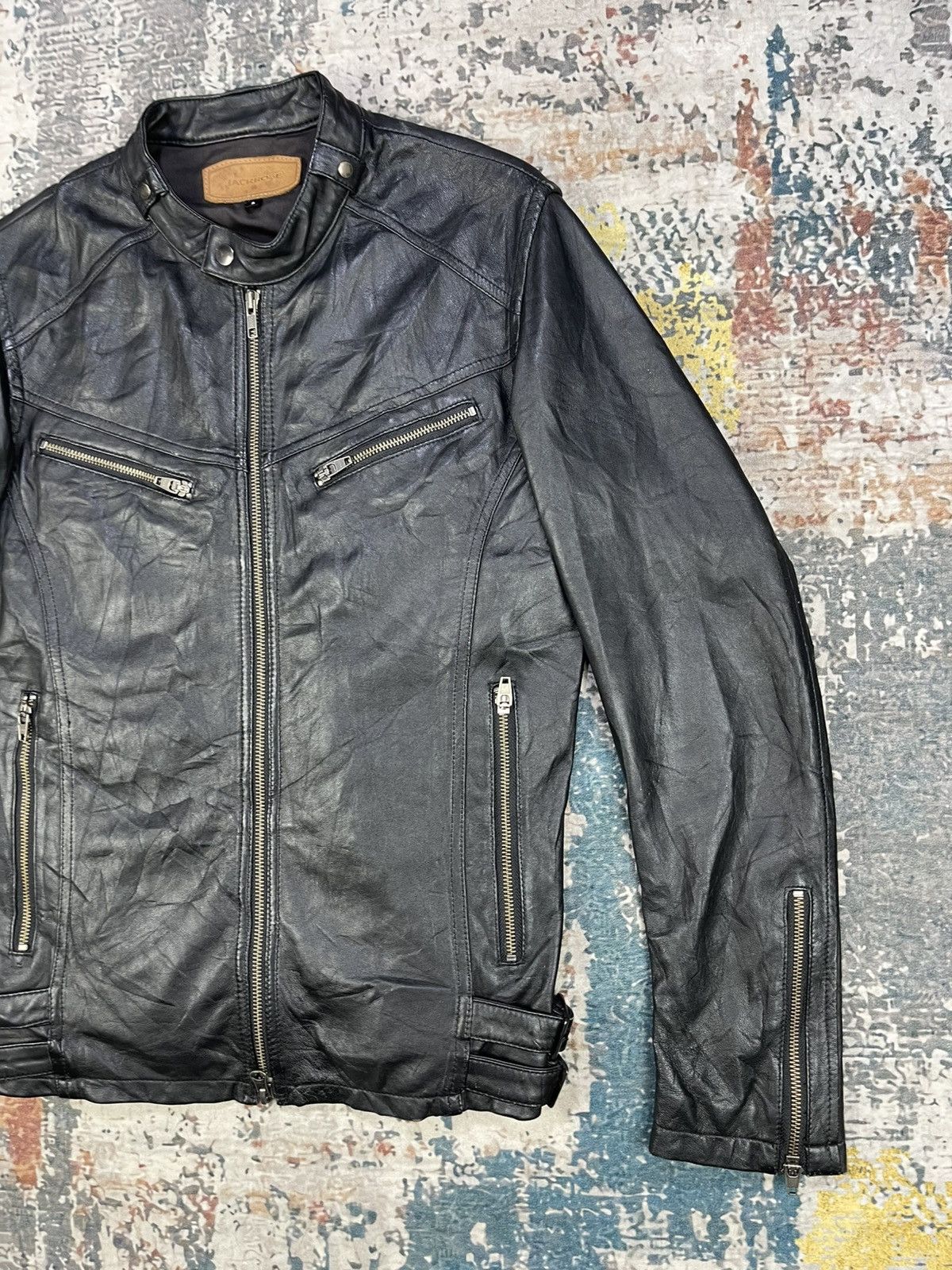 JACKROSE Jackrose Black Leather Half Belted Rider Jacket Size US S / EU 44-46 / 1 - 3 Thumbnail