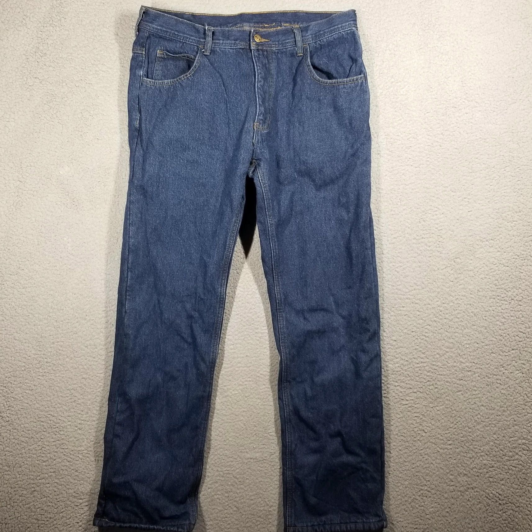 Vintage KEY Jeans Men’s Size 34X32 Fleece Lined Insulated Denim Blue Work Pants Size US 34 / EU 50 - 2 Thumbnail