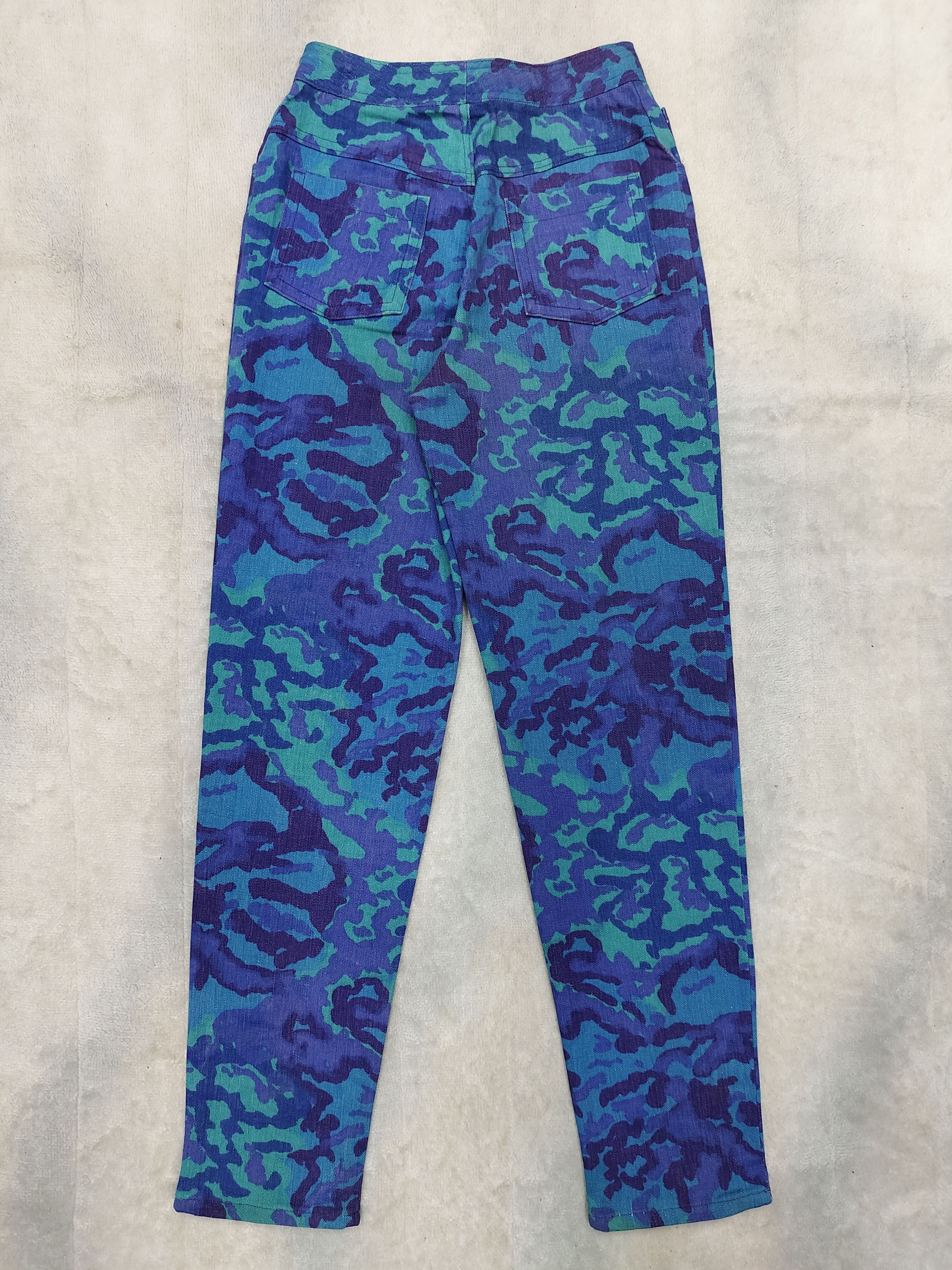 Vintage 💥Vintage Camoflage Blue Art High Waist Jeans Size 29" - 3 Thumbnail