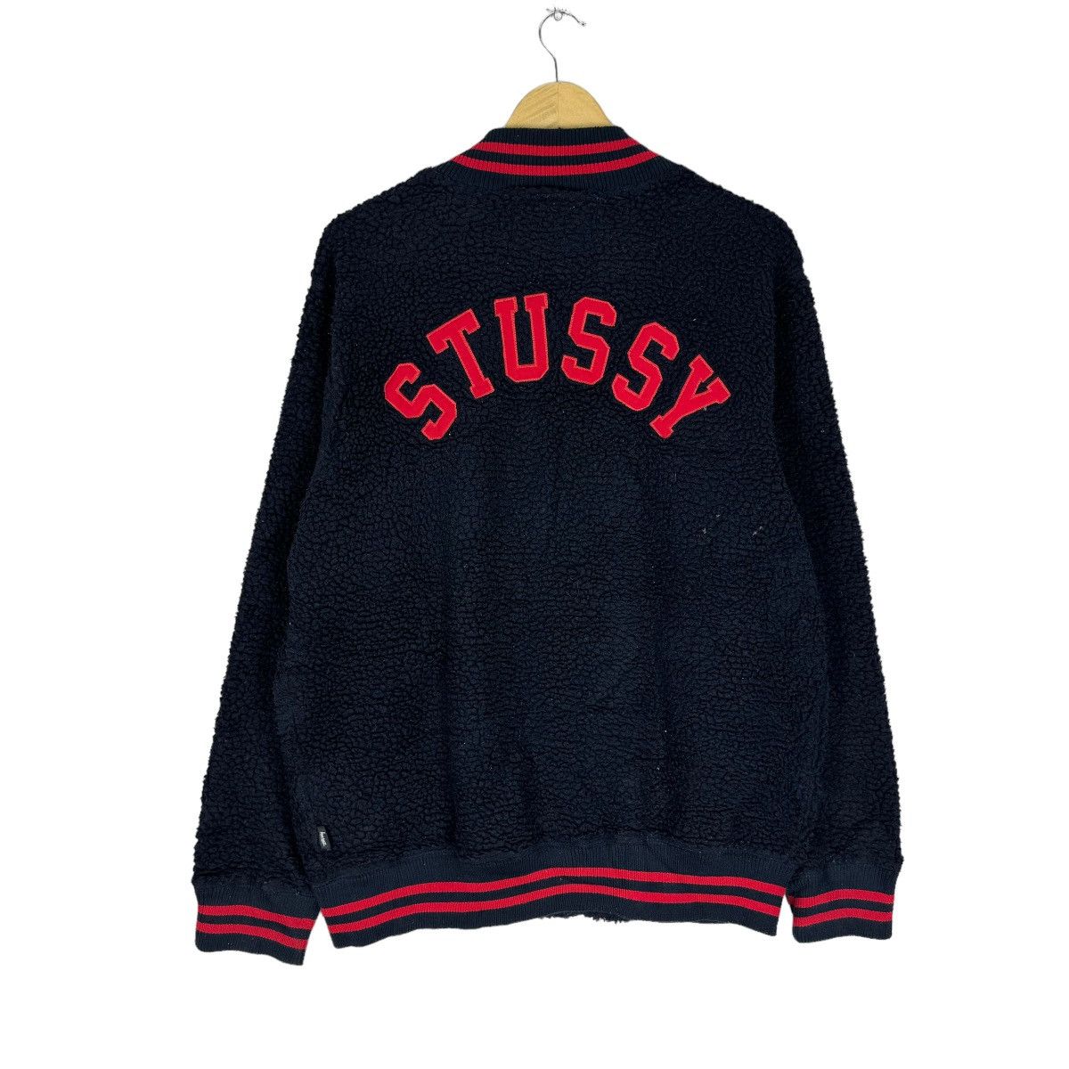 Stussy ☀️STUSSY FLEECE DEEP PILE VARSITY SNAP BUTTON JACKET Size US L / EU 52-54 / 3 - 8 Thumbnail