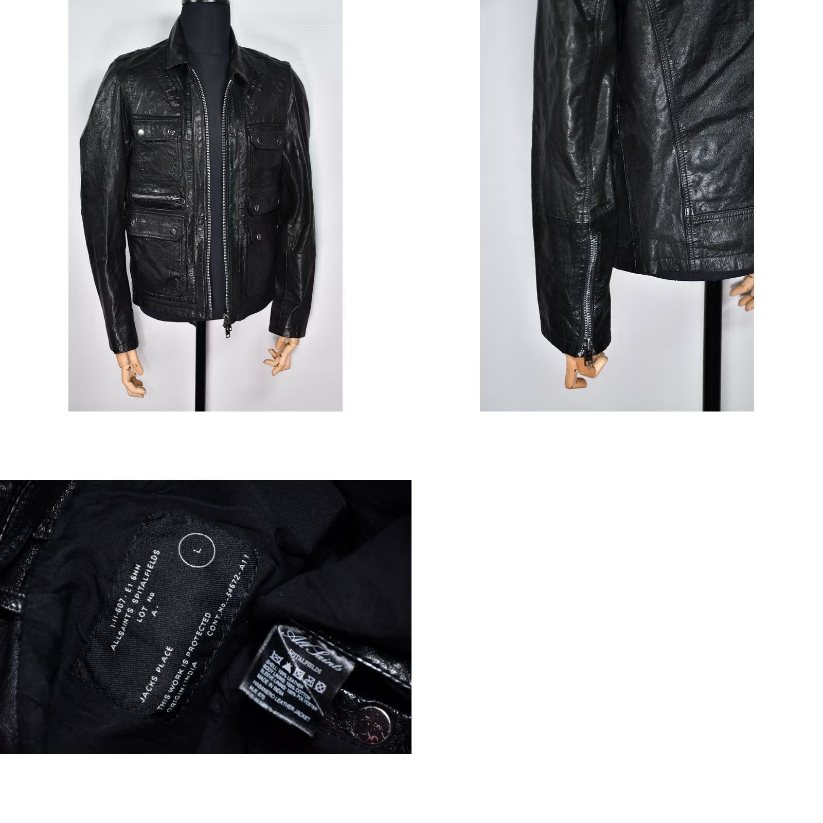 Allsaints AllSaints Habanero Leather Jacket Mens L Black Leather Zip Jacket 2010s Vintage? Size US L / EU 52-54 / 3 - 9 Thumbnail