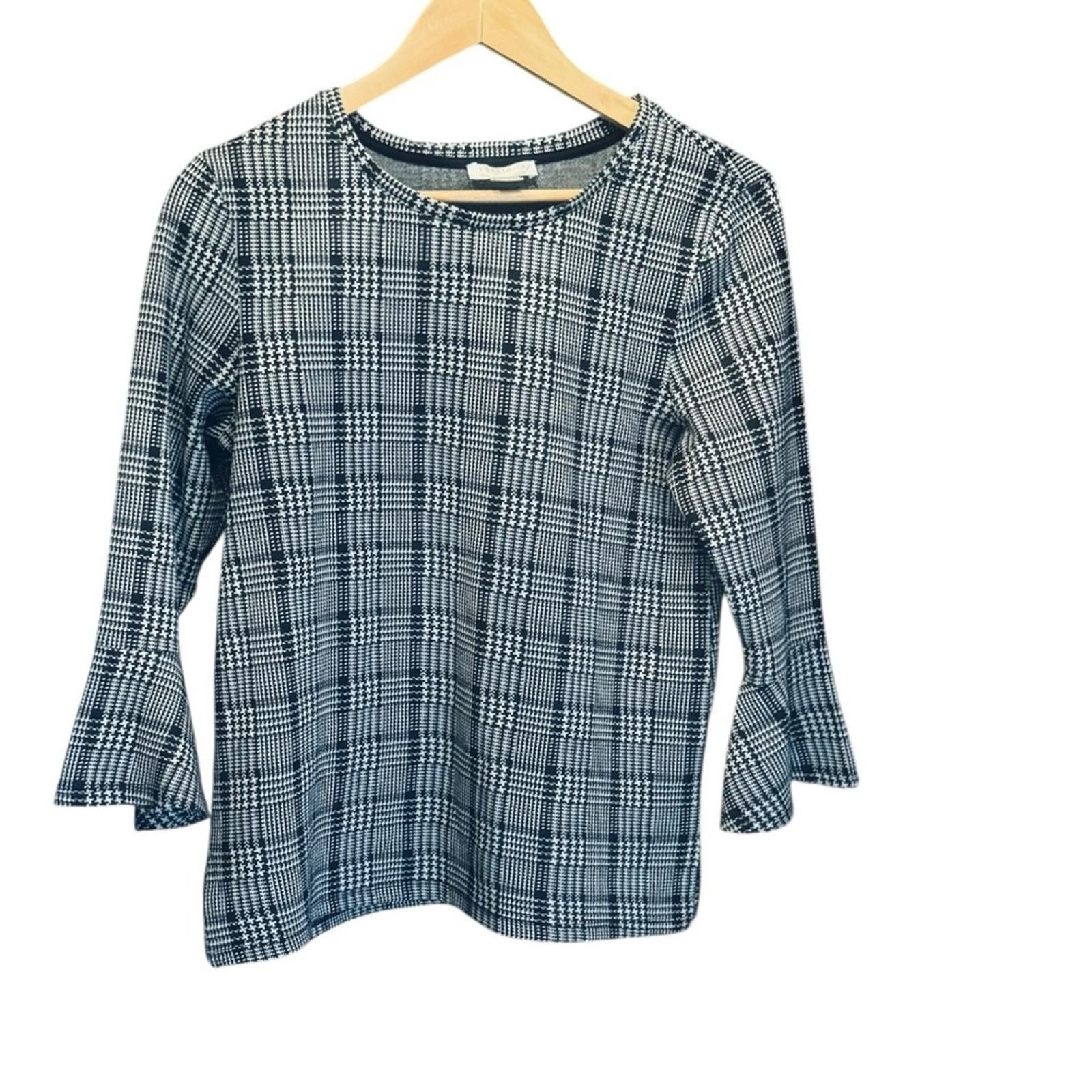 Designer Finn & Grace. Houndstooth Preppy Blouse. Size Medium. Size M / US 6-8 / IT 42-44 - 1 Thumbnail