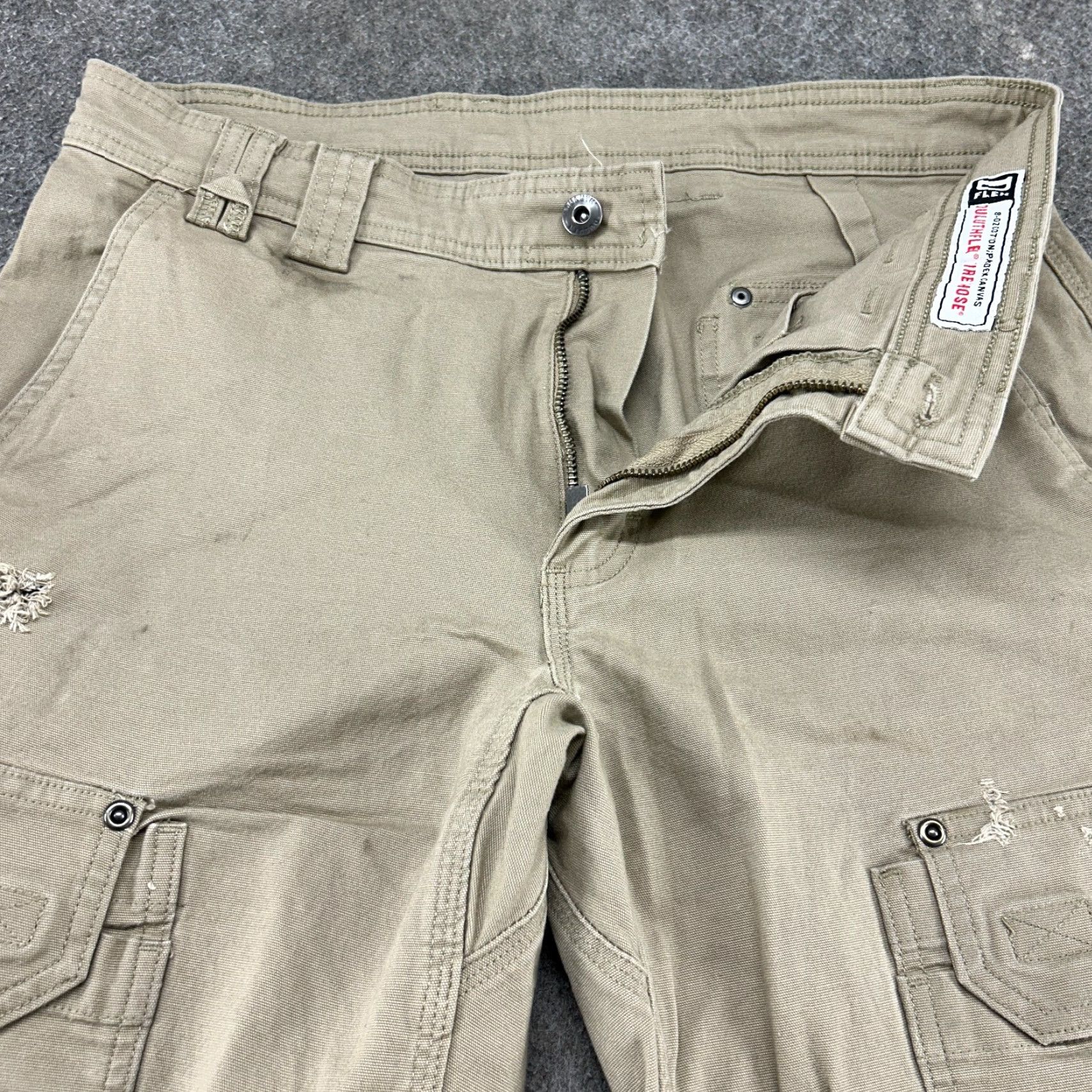 Vintage Duluth Pants Mens 32x30 Beige Slim Fit DFlex Fire Hose Canvas Stretch Cargo Straight Front Zip Pockets Logo Size US 32 / EU 48 - 2 Thumbnail