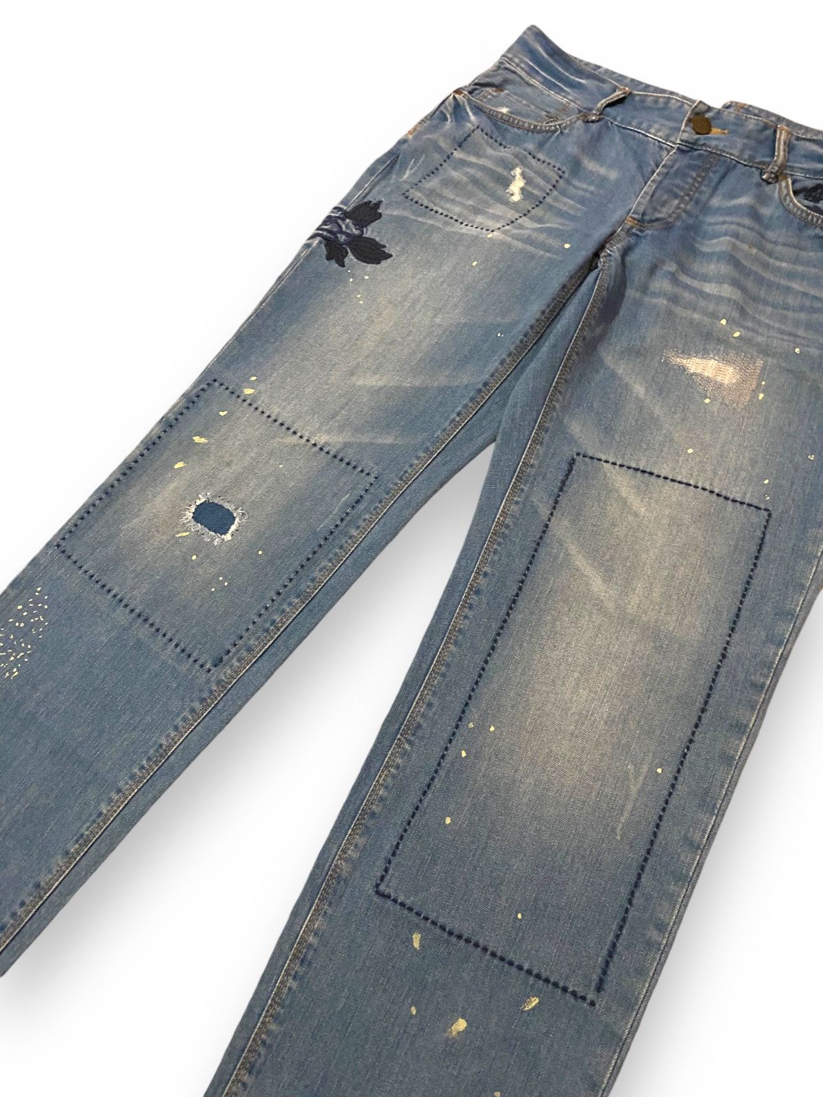 Eddie Bauer Eddie Bauer Boyfriend Patchwork Distressed Floral Jeans Size US 34 / EU 50 - 4 Thumbnail