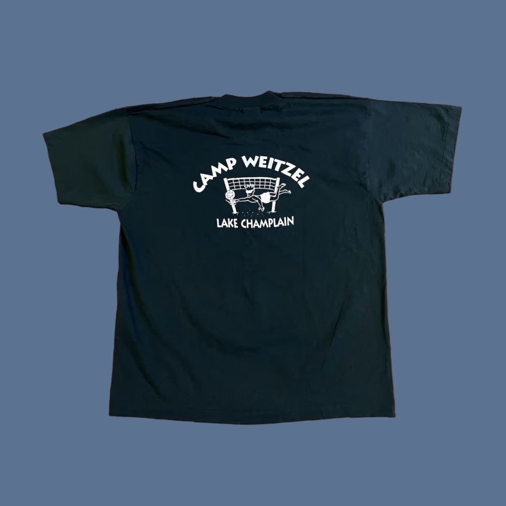 Fruit Of The Loom VINTAGE Camp Weitzel Lake Champlain Wesport New York 1995 Shirt Men’s XL Green T-Shirt Graphic Print Logo Double-Sided Size US XL / EU 56 / 4 - 1 Thumbnail