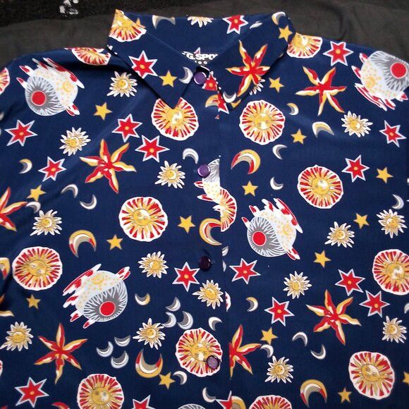 Vintage Vintage Sun Moon Stars Outer Space Polyester Disco Shirt Size US XL / EU 56 / 4 - 1 Thumbnail