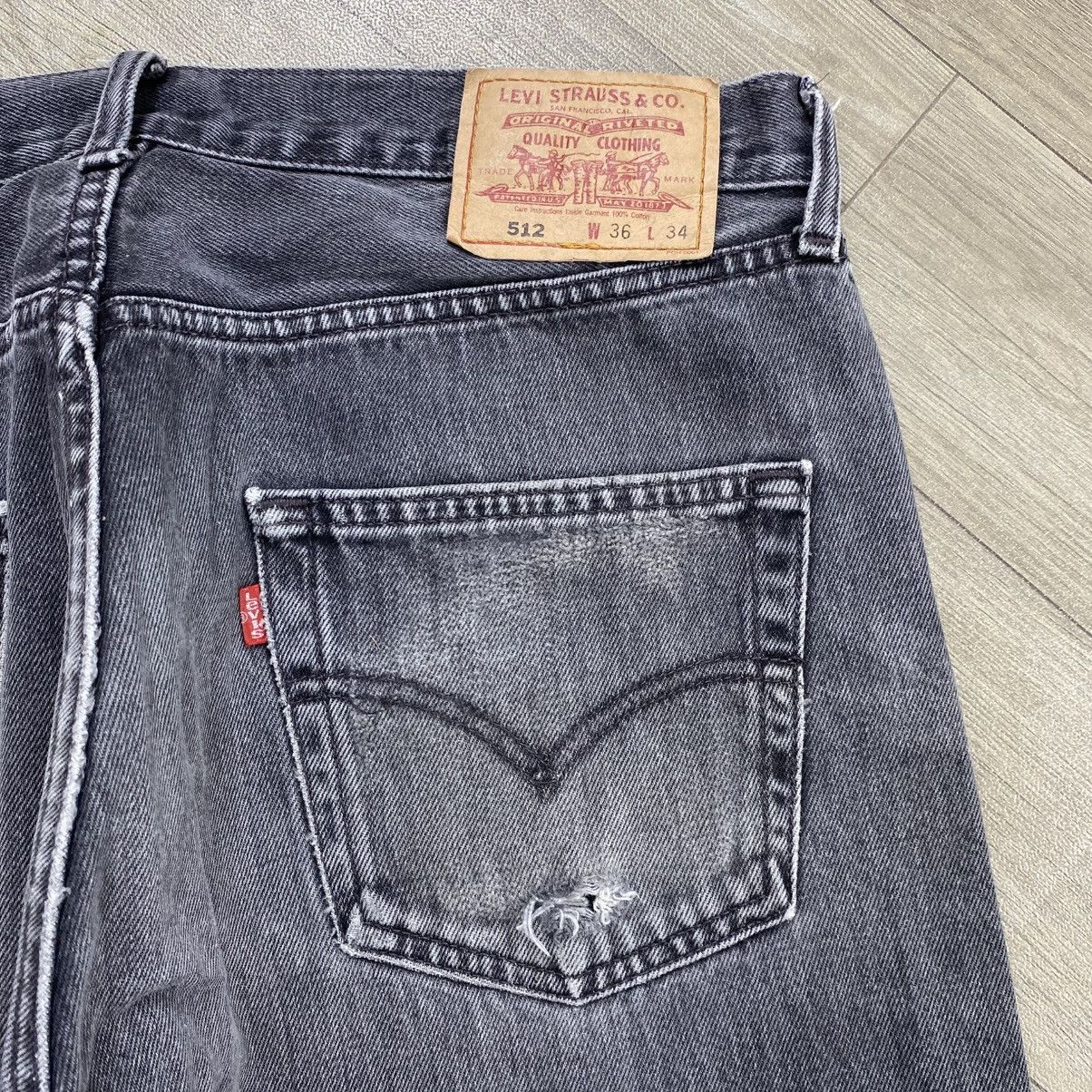Levi's Vintage Clothing 1990s Vintage Levis 512 36x34 Black Faded Baggy Jeans Size US 35 - 15 Thumbnail