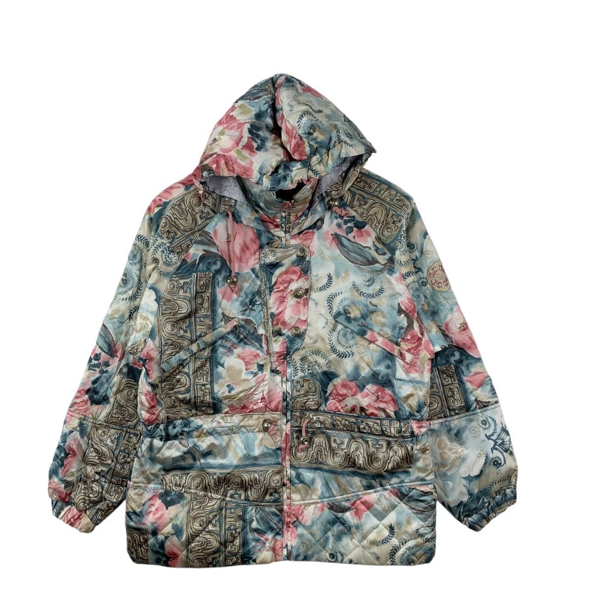 Ellesse Vintage ELBE ELLESSE Over Print Floral Ski Puffer Jacket Size M / US 6-8 / IT 42-44 - 4 Thumbnail