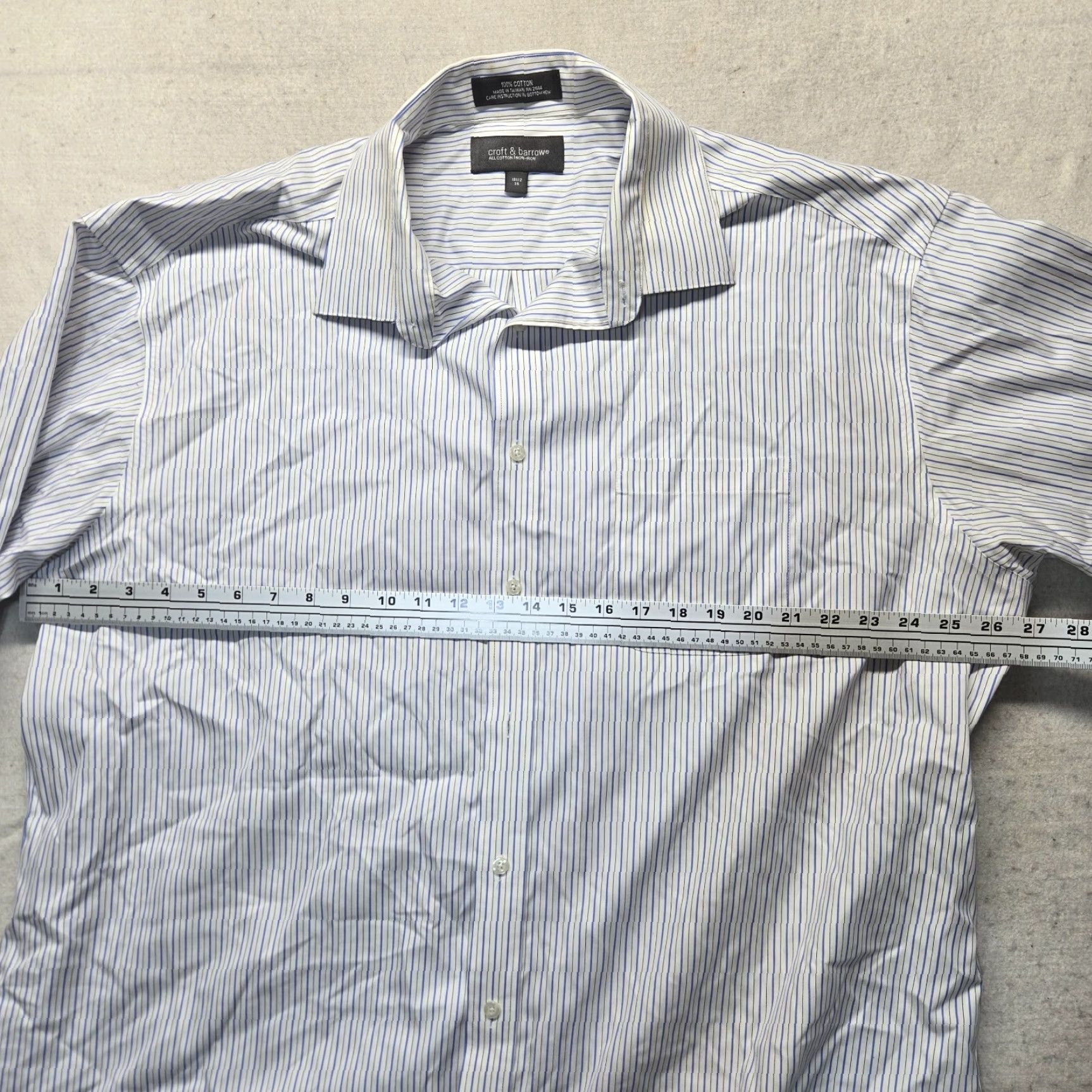 Croft & Barrow Croft & Barrow Shirt 18.5 36 White Blue Striped Long Sleeve Button-Up Mens Cotton Polyester Casual Formal Modern Vintage: No Size US XXL / EU 58 / 5 - 4 Thumbnail