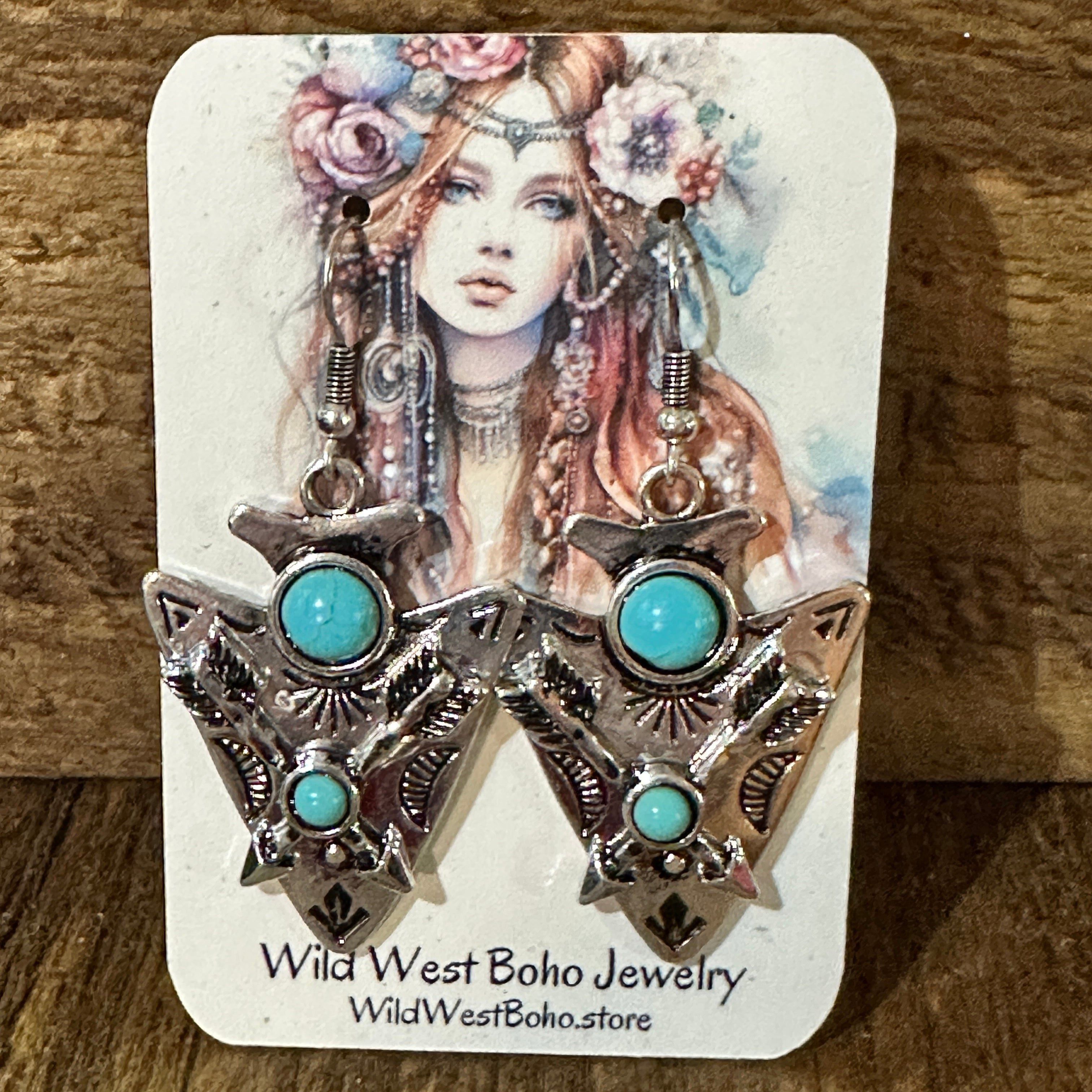 Other Boho Chic Turquoise-Embellished Native Arrowhead Dangle Earr Size ONE SIZE - 3 Thumbnail