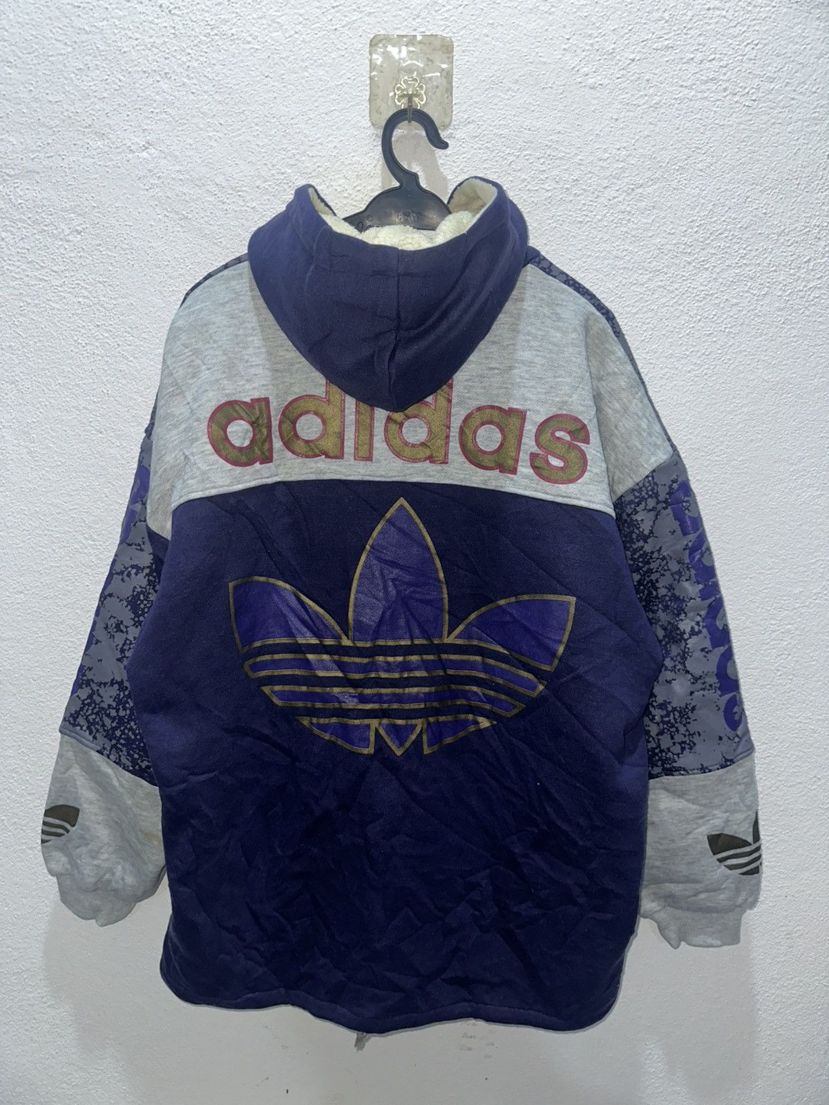 Adidas Vintage 90s Adidas Trefoil Big Logo All Over Printed Hoodie Size US XL / EU 56 / 4 - 2 Thumbnail