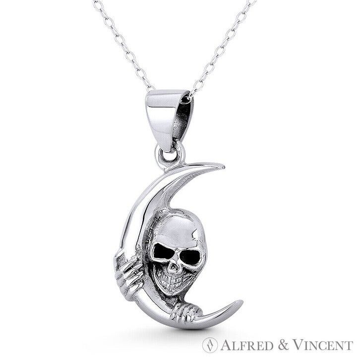 Other Skull / Skeleton Head on Crescent Moon Charm Pendant Size ONE SIZE - 1 Preview