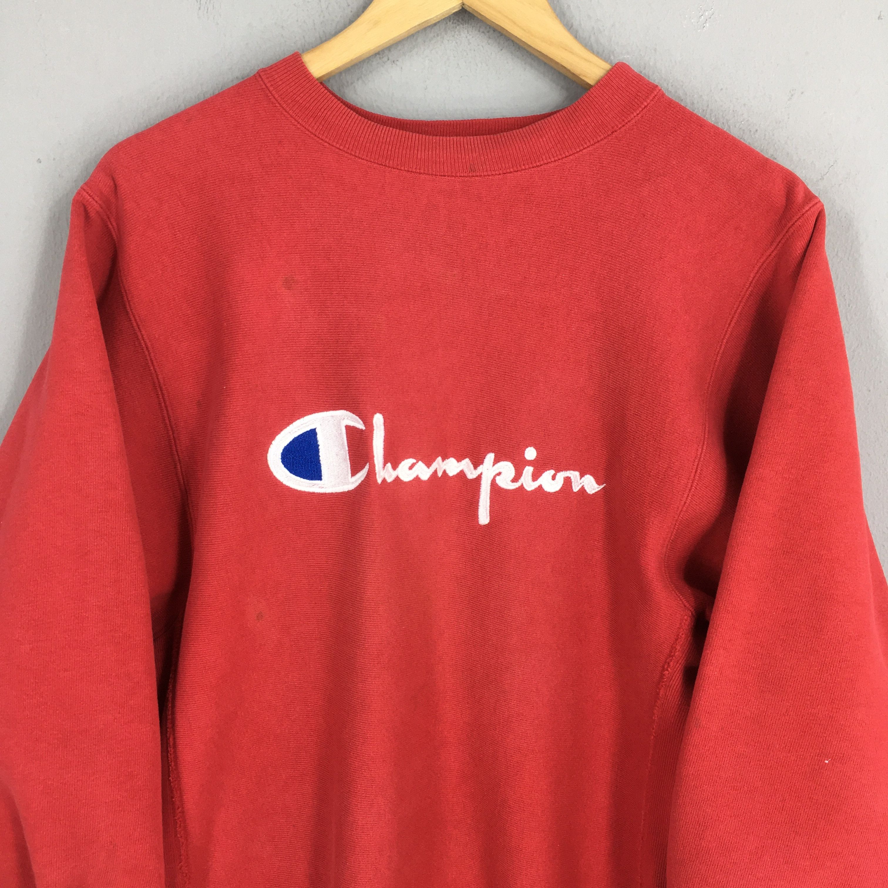 Champion × Vintage Vintage 1990s Champion Reverse Weave Red Sweatshirt Medium Size US M / EU 48-50 / 2 - 2 Thumbnail
