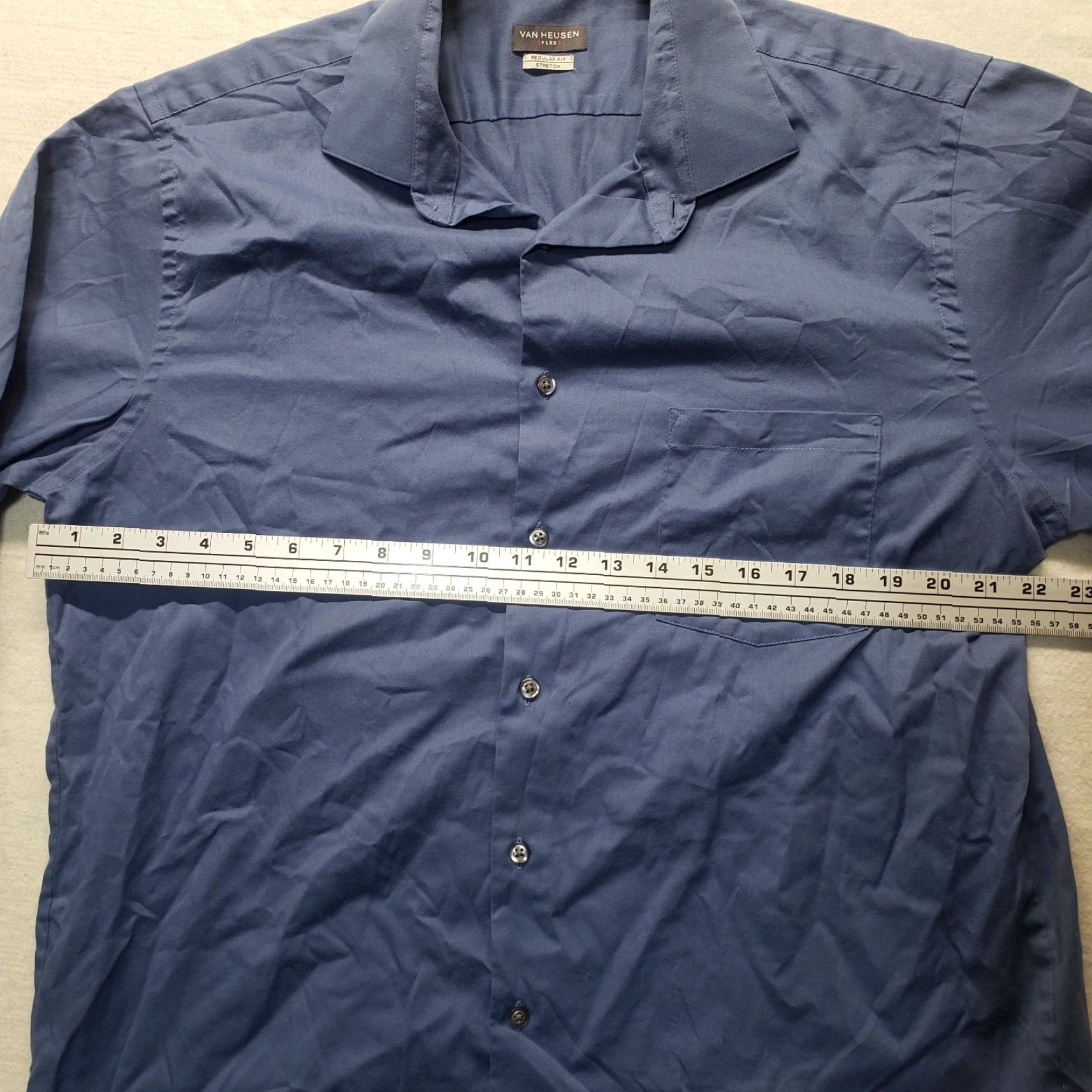 Van Heusen Van Heusen Dress Shirt Solid Blue Collar Spread Adult Men 16.5 32/33 L Large Shirt Mens Blue Blue Dress Shirt Size 42R - 3 Thumbnail