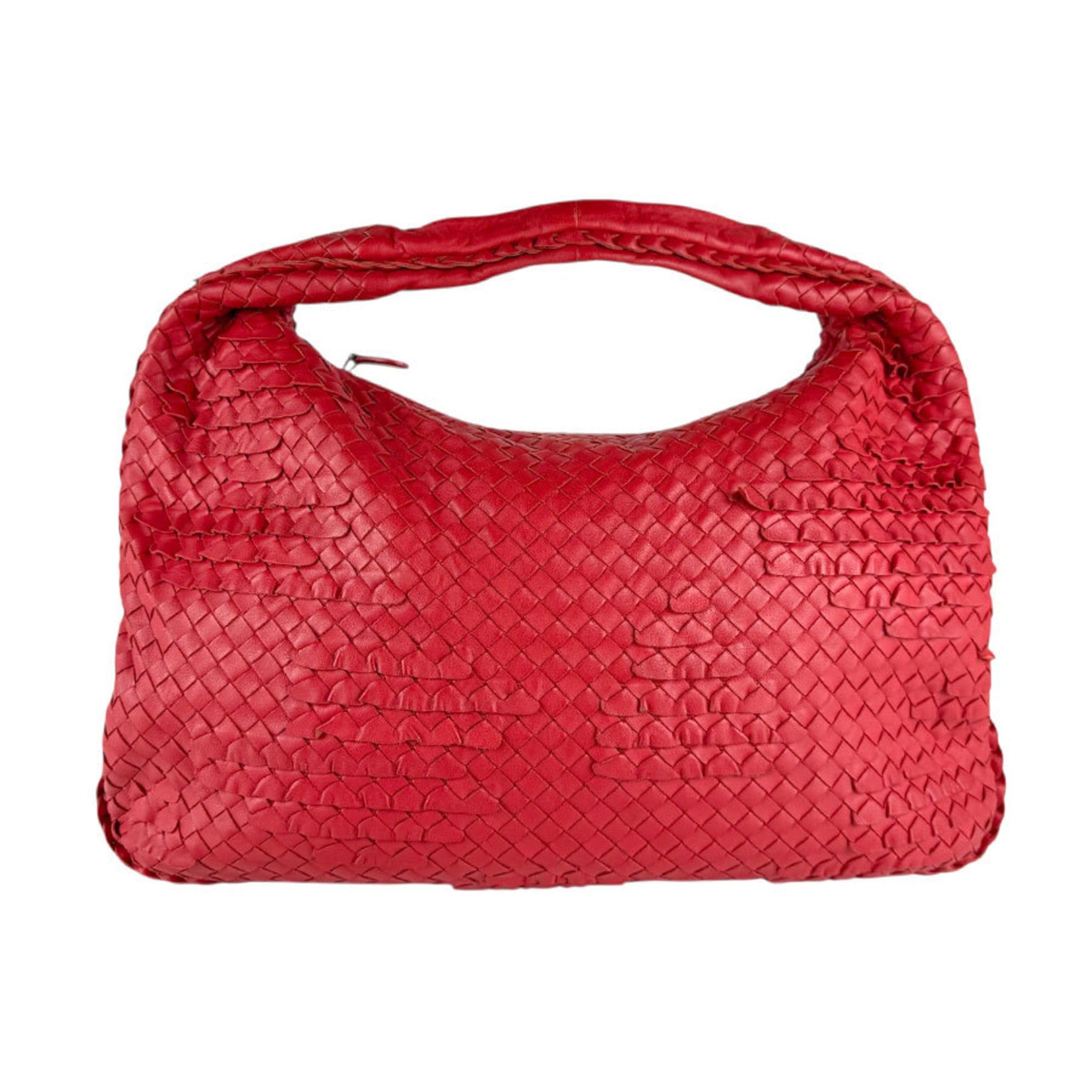 Bottega Veneta Intrecciato Leather Handbag Red Women's Z8436
