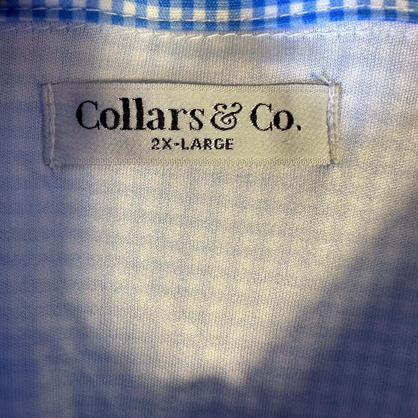 CO Collars & Co. Dress Collar Polo Long Sleeve Gingham Blue 2XL Men" Size US XXL / EU 58 / 5 - 4 Thumbnail