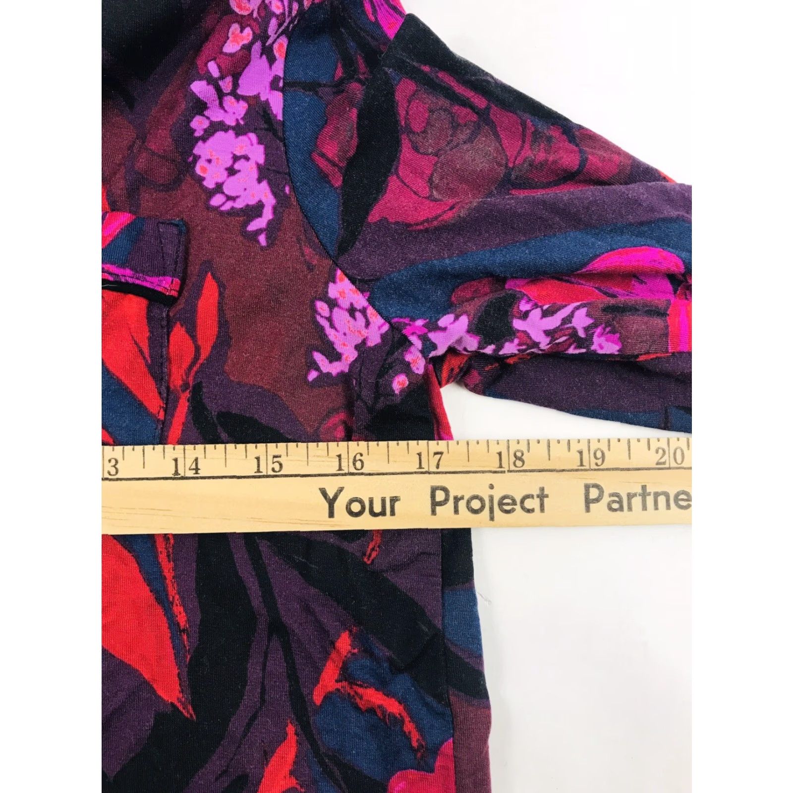 Vintage STARS ABOVE Pajama Top Women's XS Burgundy Floral Long Sleeve Sleepwear Size XS / US 0-2 / IT 36-38 - 4 Thumbnail