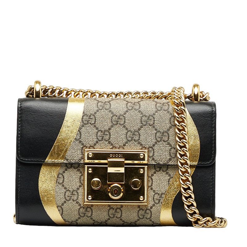 image of Gucci Small GG Supreme Padlock Shoulder Bag in Brown, Women's