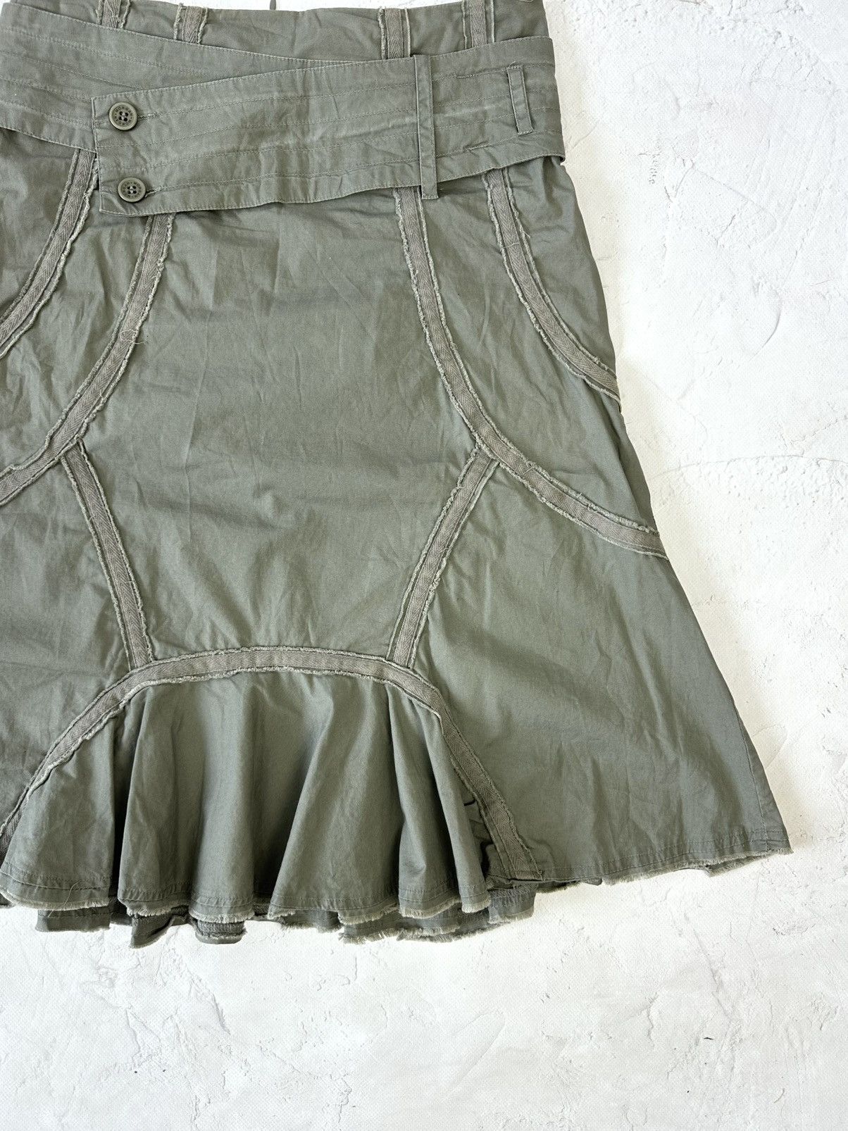 If Six Was Nine Vintage Asymmetrical Belt Khaki Skirt Size 27" / US 4 / IT 40 - 3 Thumbnail