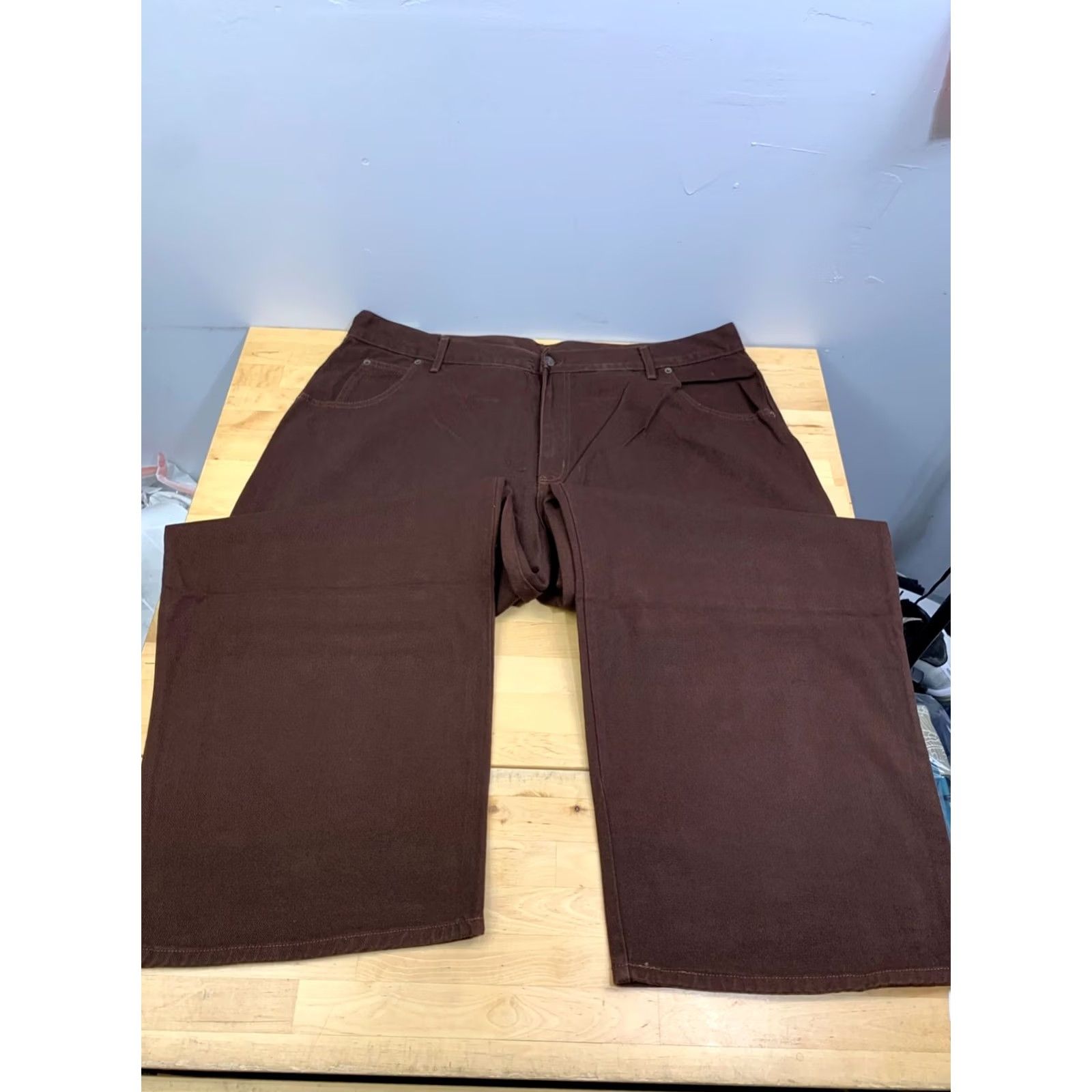 Vintage VINTAGE Solo Jeans Shirt Baggy 90s Hip Hop USA Mens 44x31 Brown Cotton Denim 5-Pocket Straight Relaxed NWT Size US 44 / EU 60 - 4 Thumbnail
