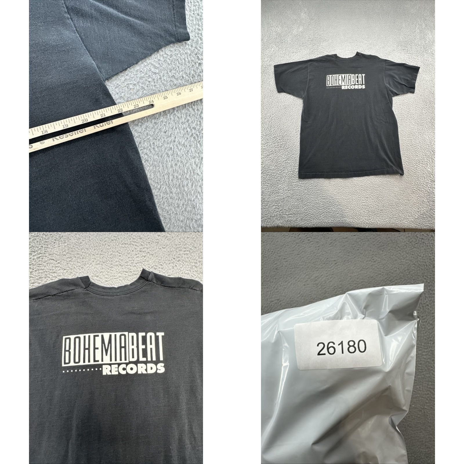 Gildan VINTAGE RARE BOHEMIA BEAT RECORDS T-SHIRT XL 90’S JIMMY LAFAVE RECORD LABEL USA T-Shirt Men Black Logo 90s Band Music XL Size US XL / EU 56 / 4 - 9 Thumbnail