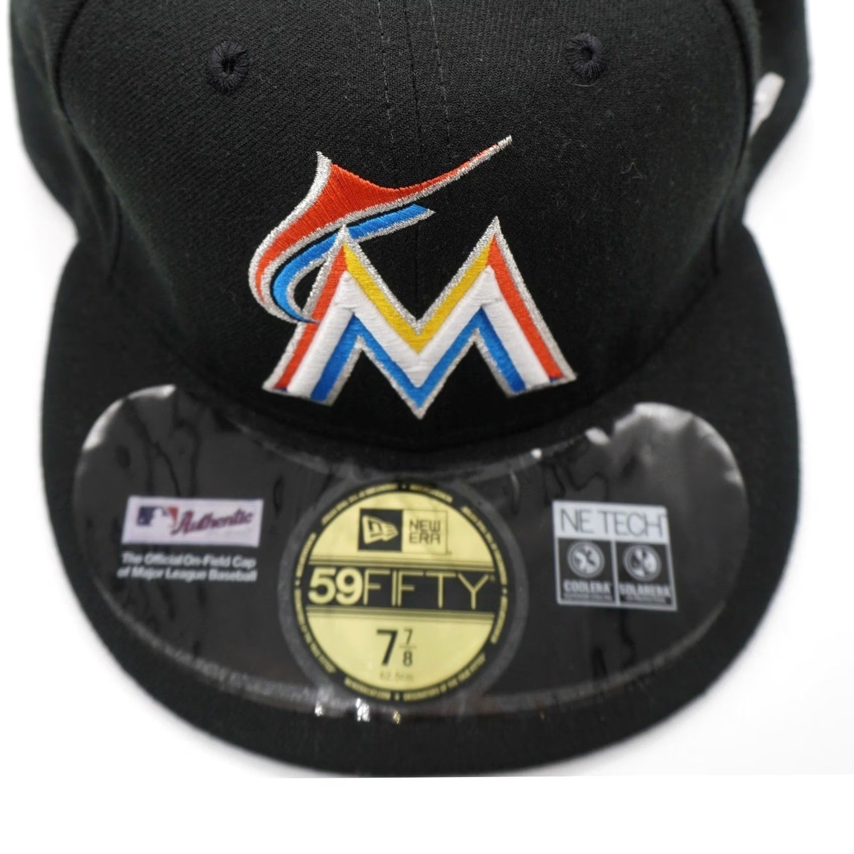 New Era New Era Miami Marlins Hat Mens 7 7/8 Black 59FIFTY Authentic On-Field Fitted Cap Size ONE SIZE - 5 Thumbnail