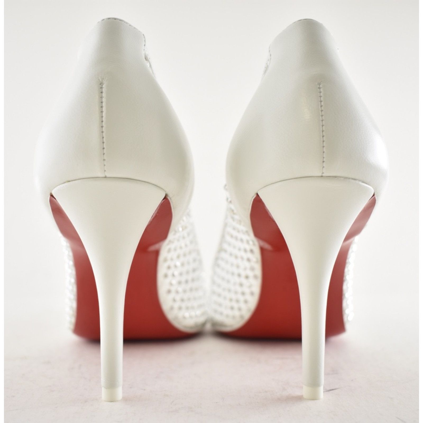 Christian Louboutin Apostropha Mesh Strass 80 White Crystal Pointed Heel Pump 40 Size US 10 / IT 40 - 16 Thumbnail