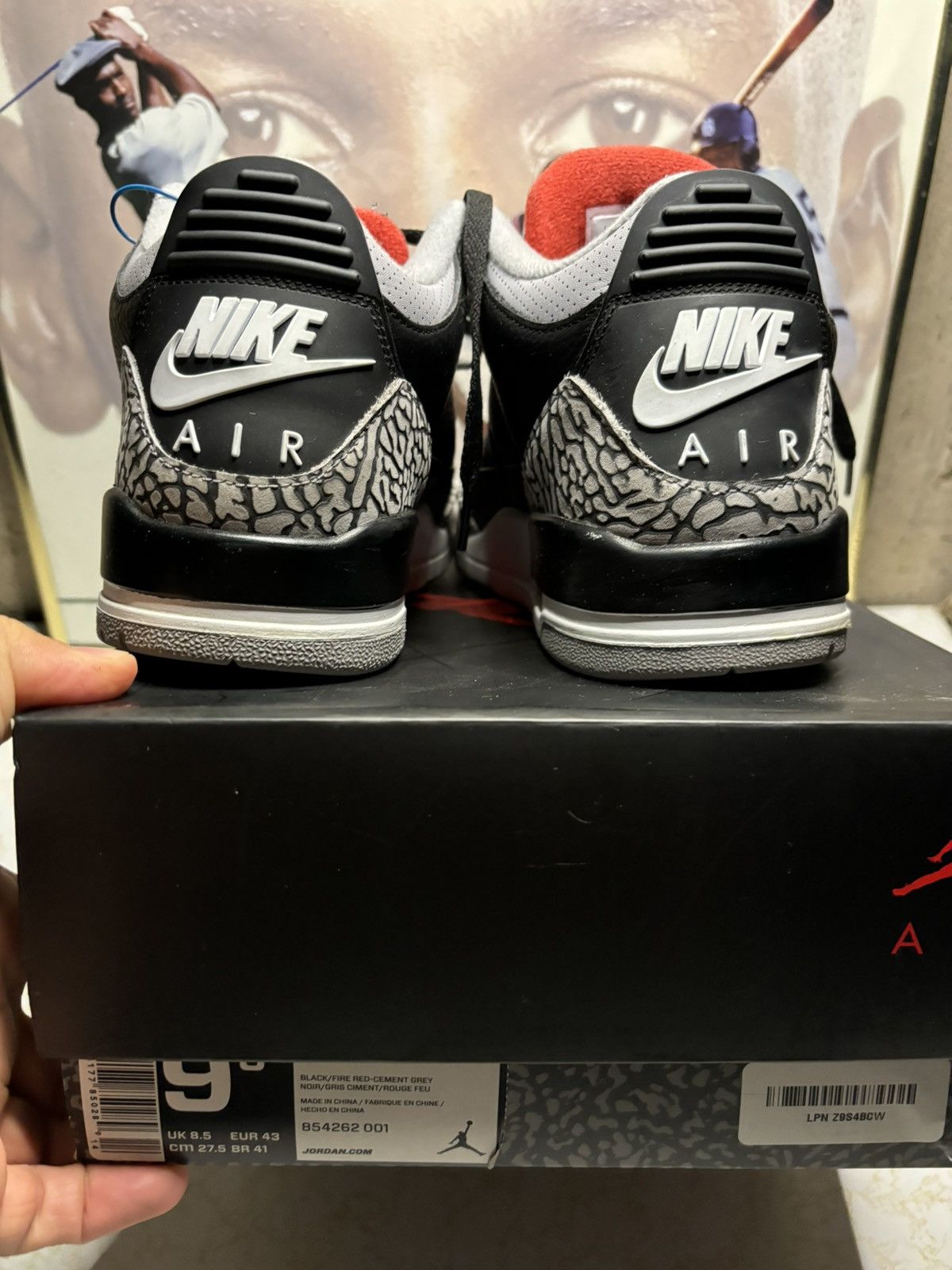 Jordan Brand Jordan 3 Retro Black Cement 2018 Size US 9.5 / EU 42-43 - 7 Thumbnail