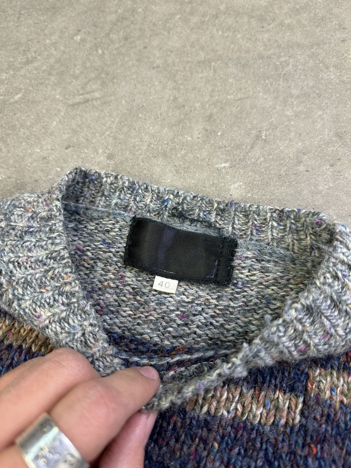 Vintage 90s Vintage Cable Knit Sweater Abstract Pattern Medium Grey Size US M / EU 48-50 / 2 - 4 Thumbnail