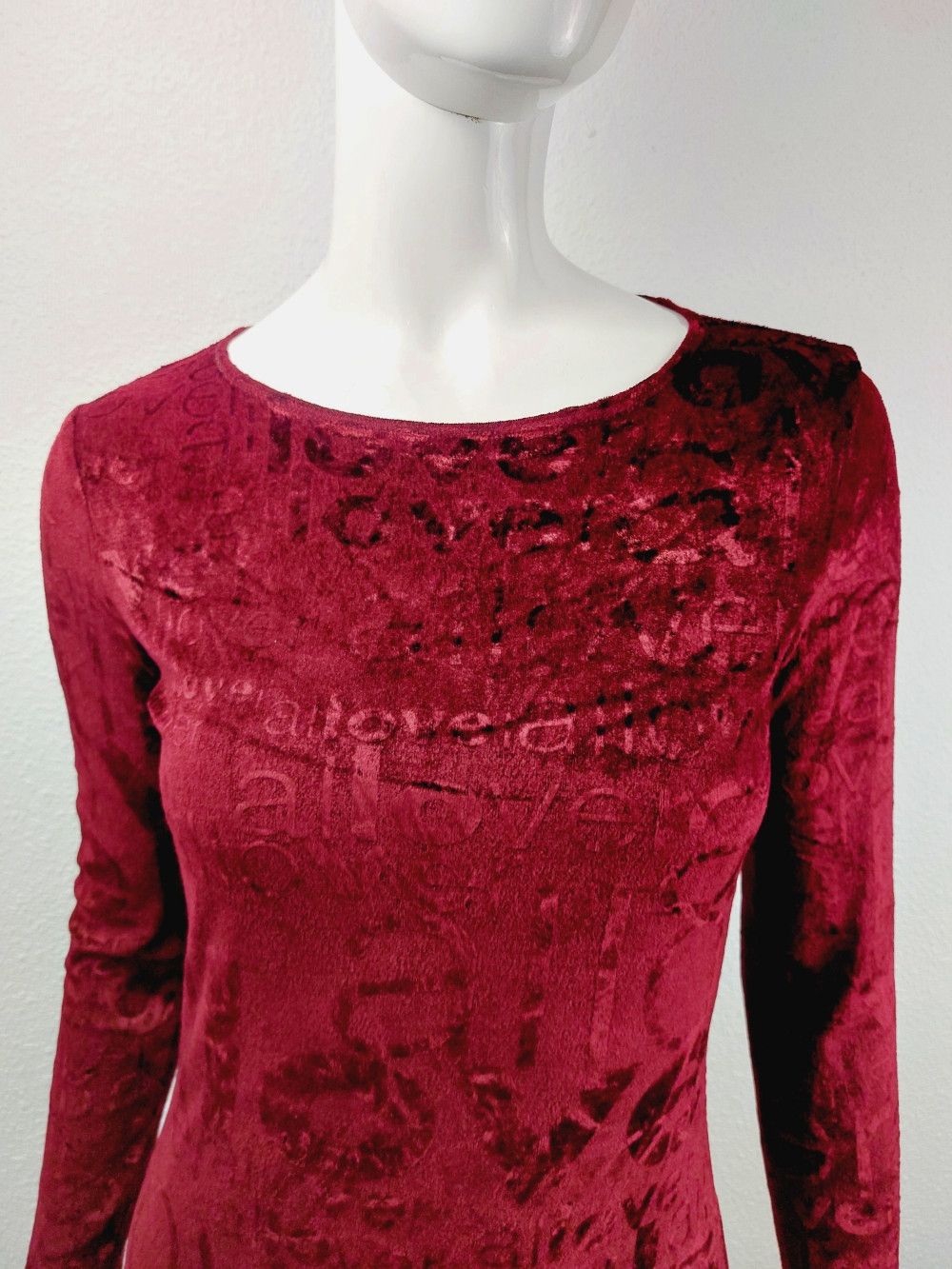 Moschino Moschino Jeans Velvet Love All Over Red Split Maxi Dress Size S / US 4 / IT 40 - 6 Thumbnail