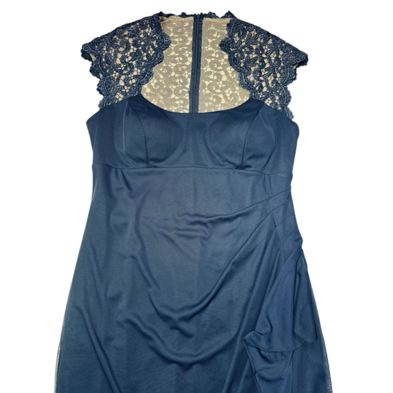 Other Xscape Navy Lace-Cap Sleeve Midi Dress Size 14 Size XL / US 12-14 / IT 48-50 - 3 Thumbnail