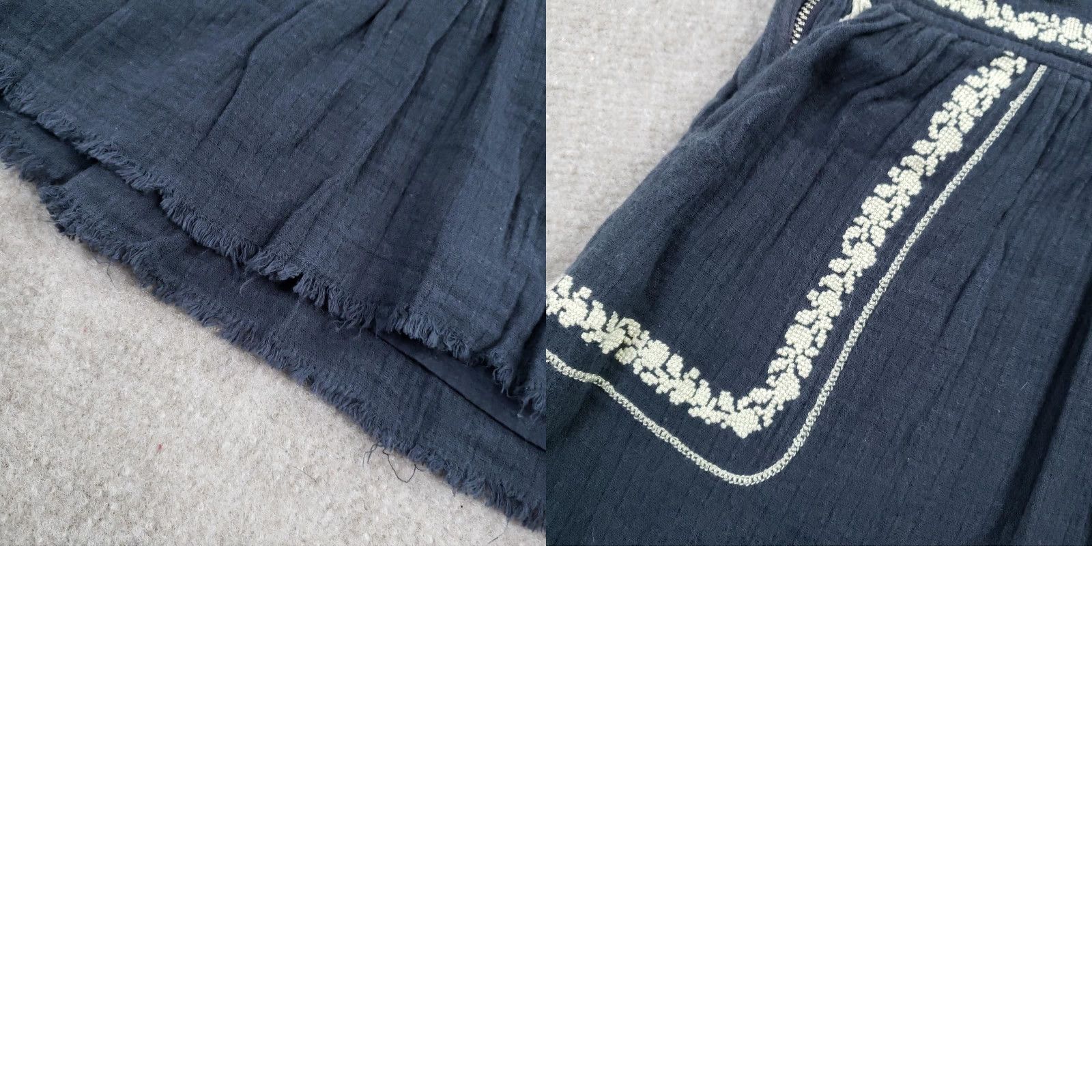Vintage Isabel Marant Etoile Skirt Womens 36 Flare Short Navy Blue Embroidered Floral Pockets Lined Zip Bohemian Festival Casual Party/Cocktail Size 25" / US 0 / IT 36 - 9 Thumbnail