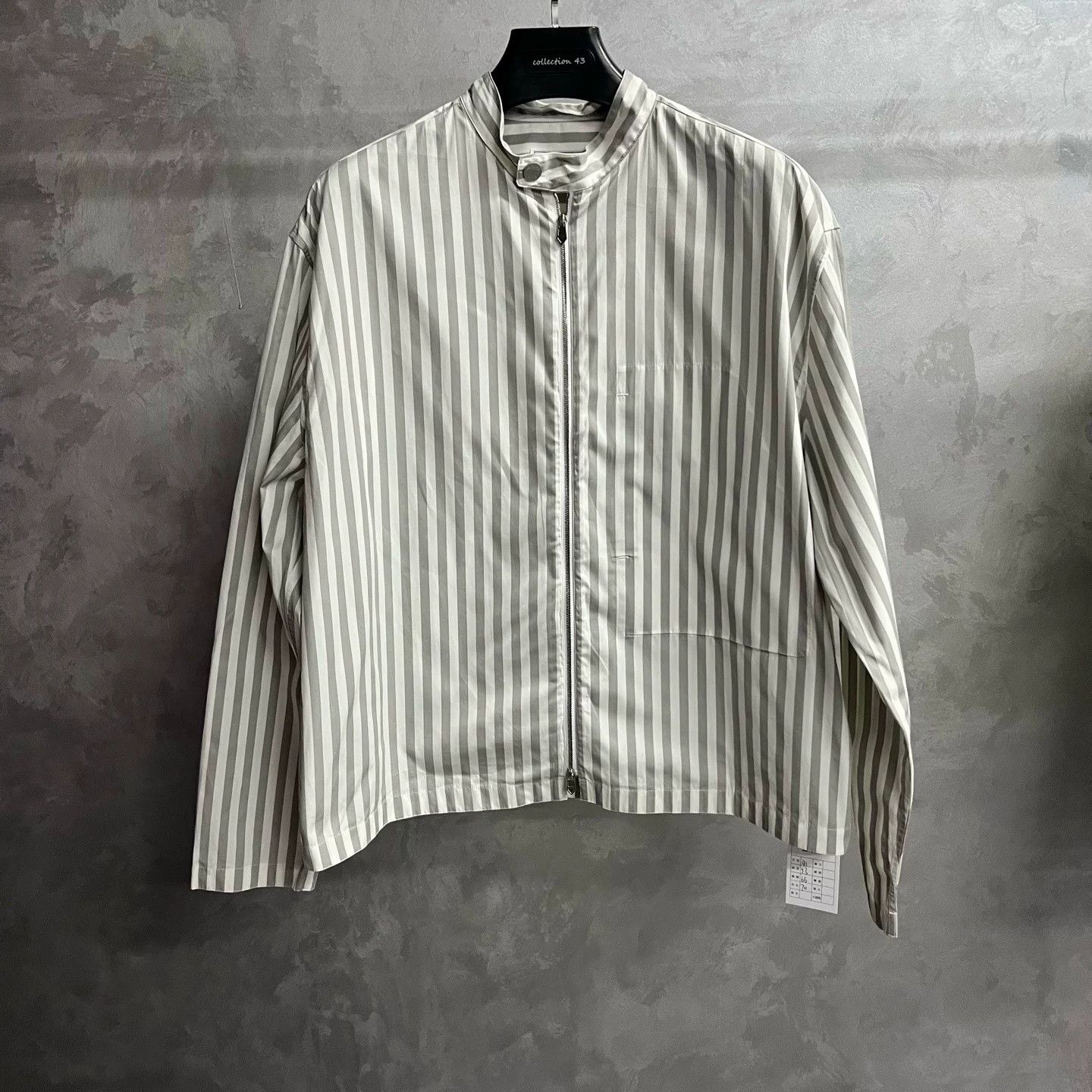 Hermes Hermes Gray Striped Zipper Jacket Shirt Size US XXS / EU 40 - 1 Thumbnail