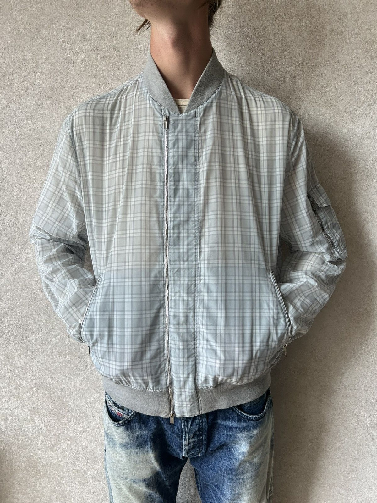 Hermes Vintage Hermès Check Pattern Bomber Jacket Plaid Lightweight Size US L / EU 52-54 / 3 - 3 Thumbnail