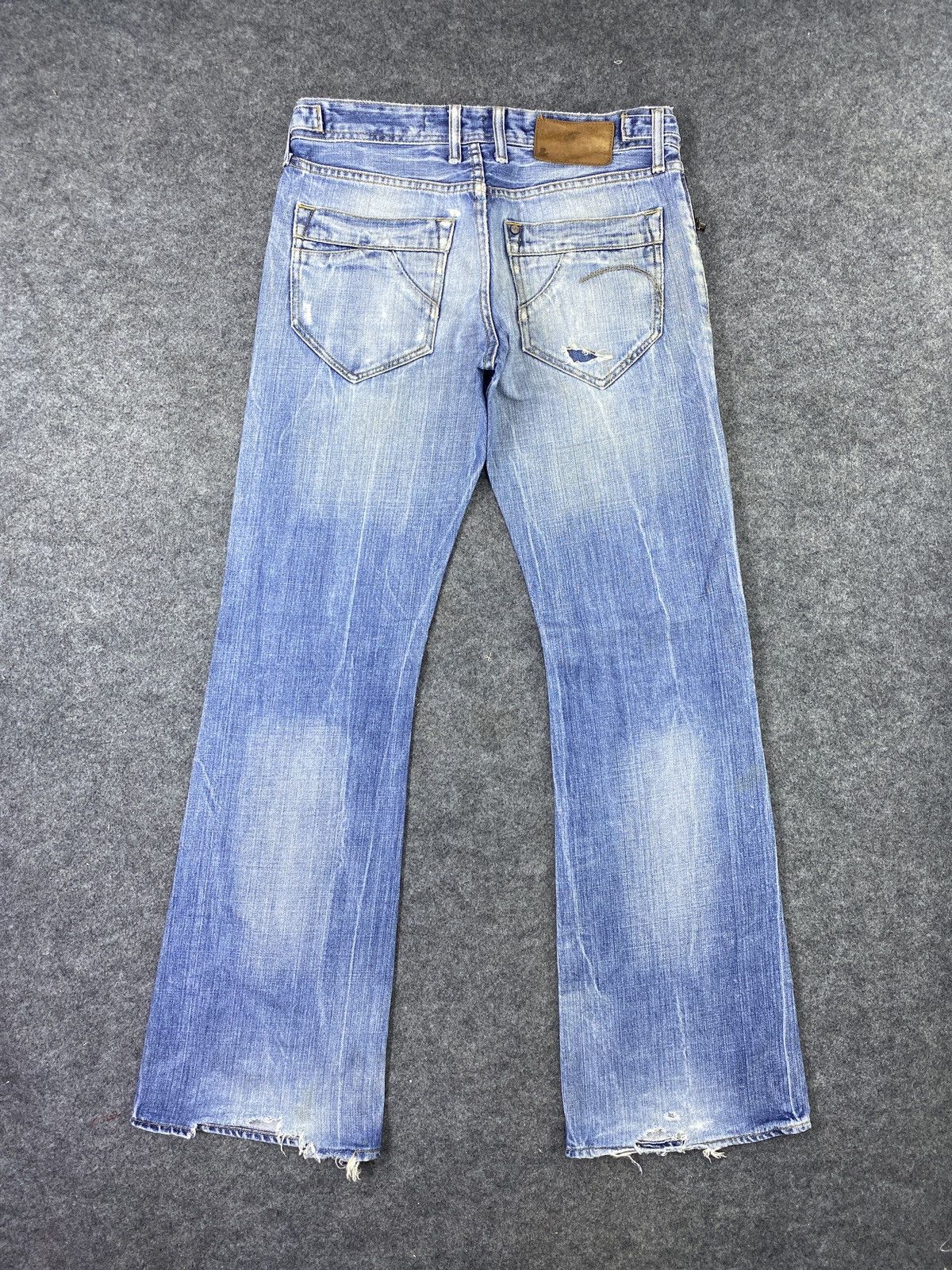 Jean × Vintage & Distressed Blue Wash Flare Denim - J974 Size US 32 / EU 48 - 3 Thumbnail