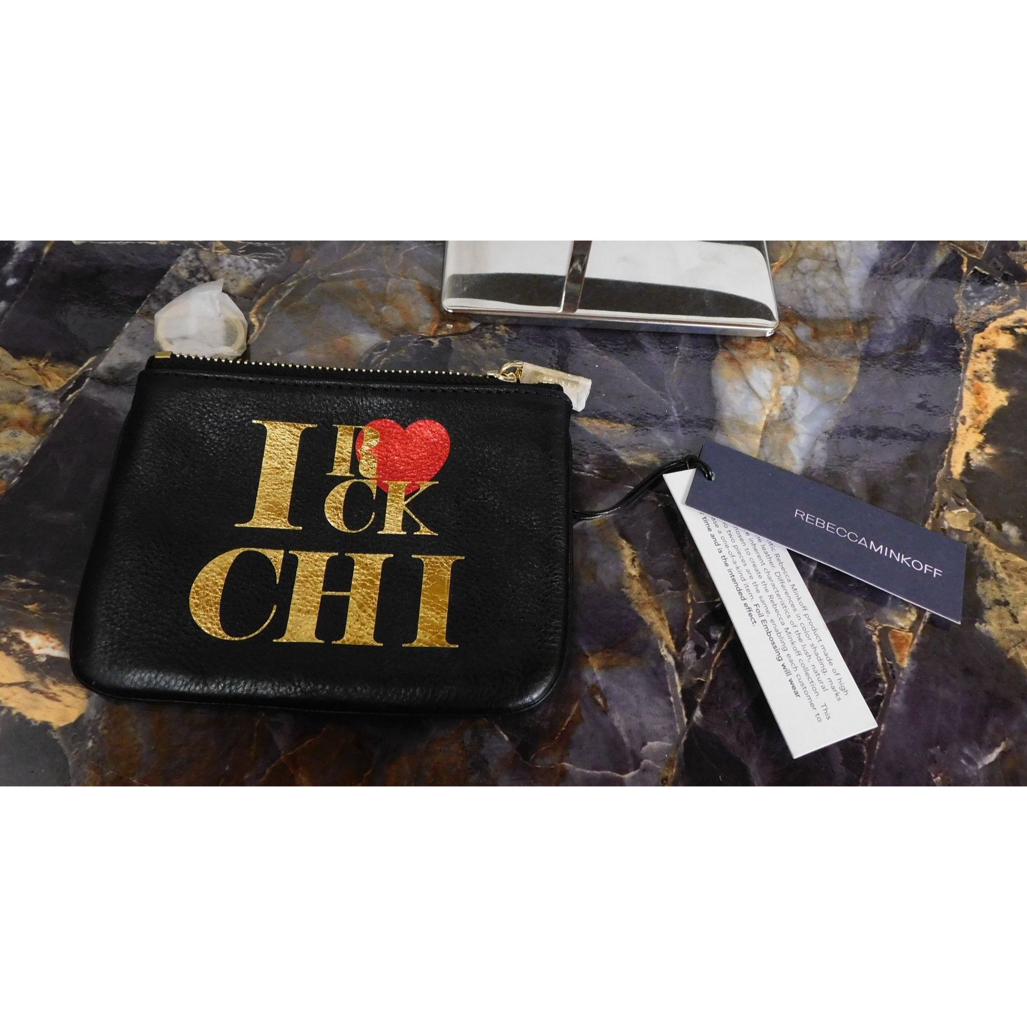 Rebecca Minkoff Rebecca Minkoff Black Leather I Rock CHI Coin Pouch With Gol Size ONE SIZE - 1 Thumbnail
