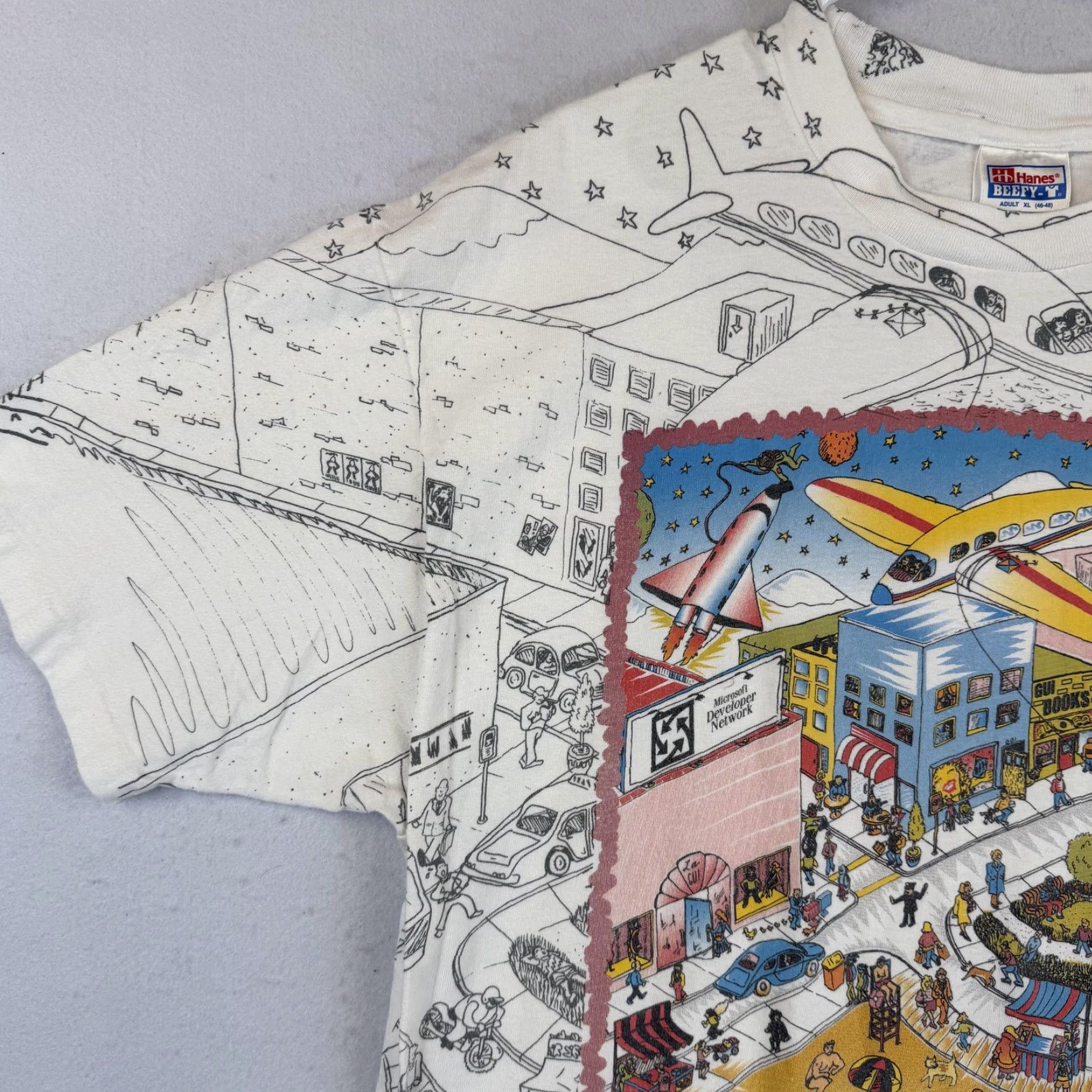 Hanes VINTAGE Microsoft Developer Network Shirt Mens XL All Over Print Made USA 90s Size US XL / EU 56 / 4 - 3 Thumbnail