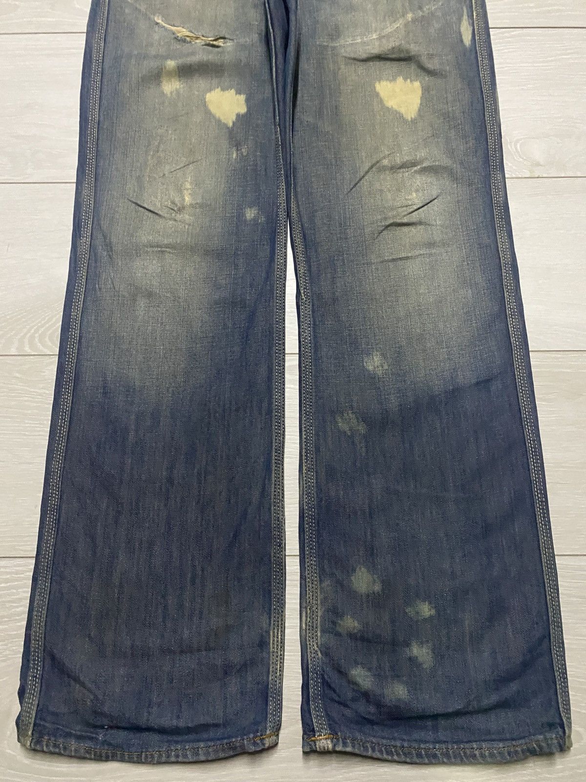 MLB × Polo Ralph Lauren Polo Raph Laurent Bleach Mud Wash Baggy Wide Leg Jeans Size US 31 - 5 Thumbnail