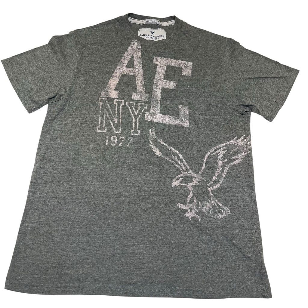 American Eagle Outfitters American Eagle Men's Y2K Gray Graphic Tee AE NY 1977 Size L Size US L / EU 52-54 / 3 - 1 Thumbnail