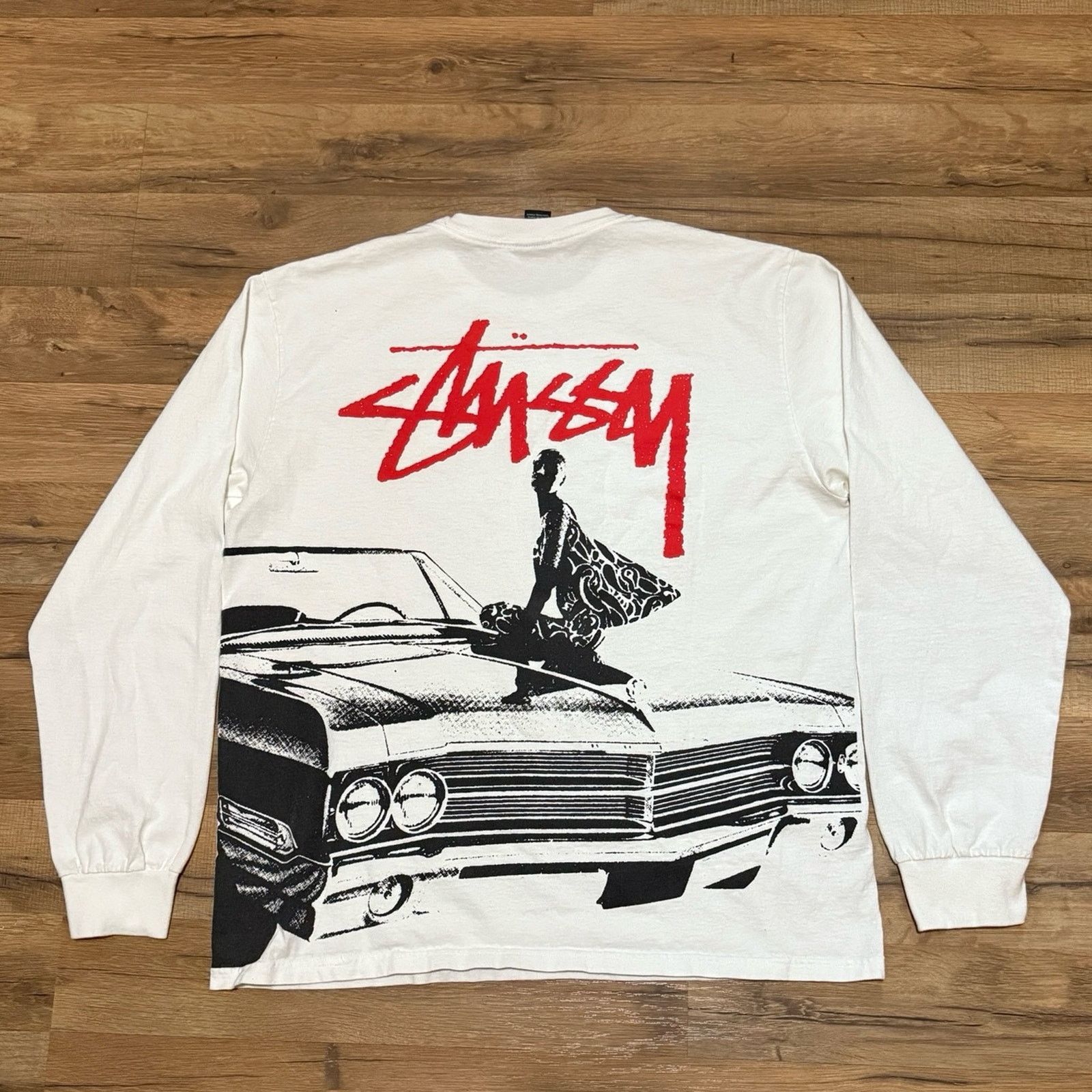 032c × Stussy Stussy x 032c Panther long sleeve white shirt | Grailed
