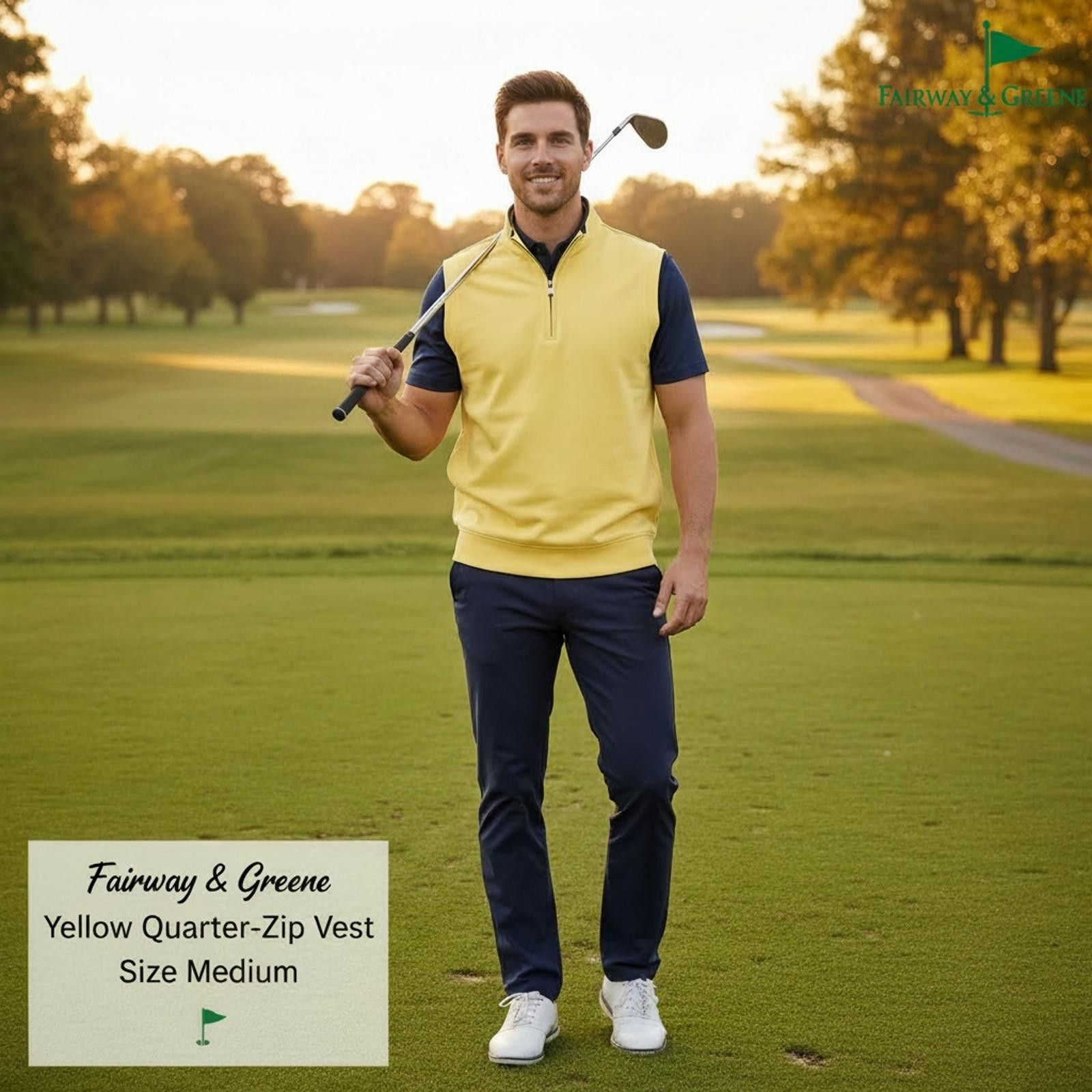 Other Fairway & Greene Yellow Quarter-Zip Golf Vest Size Medium Size US M / EU 48-50 / 2 - 2 Thumbnail