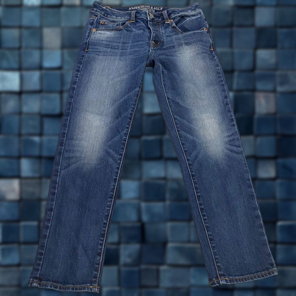 American Eagle Outfitters VINTAGE American Eagle Outfitters Jeans Womens 0 Blue Denim Dark Wash Cropped 90s Stretch Low Rise 5-Pocket Regular Size 25" / US 0 / IT 36 - 1 Thumbnail