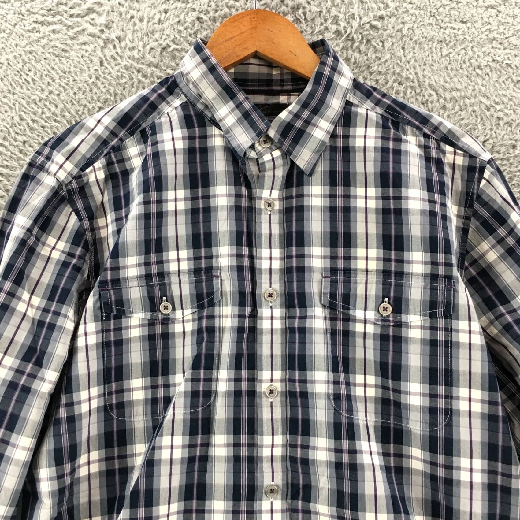 Kenneth Cole KENNETH COLE Button Up Casual Shirt Mens Large Blue Plaid Cotton Long Sleeve Size US L / EU 52-54 / 3 - 2 Thumbnail