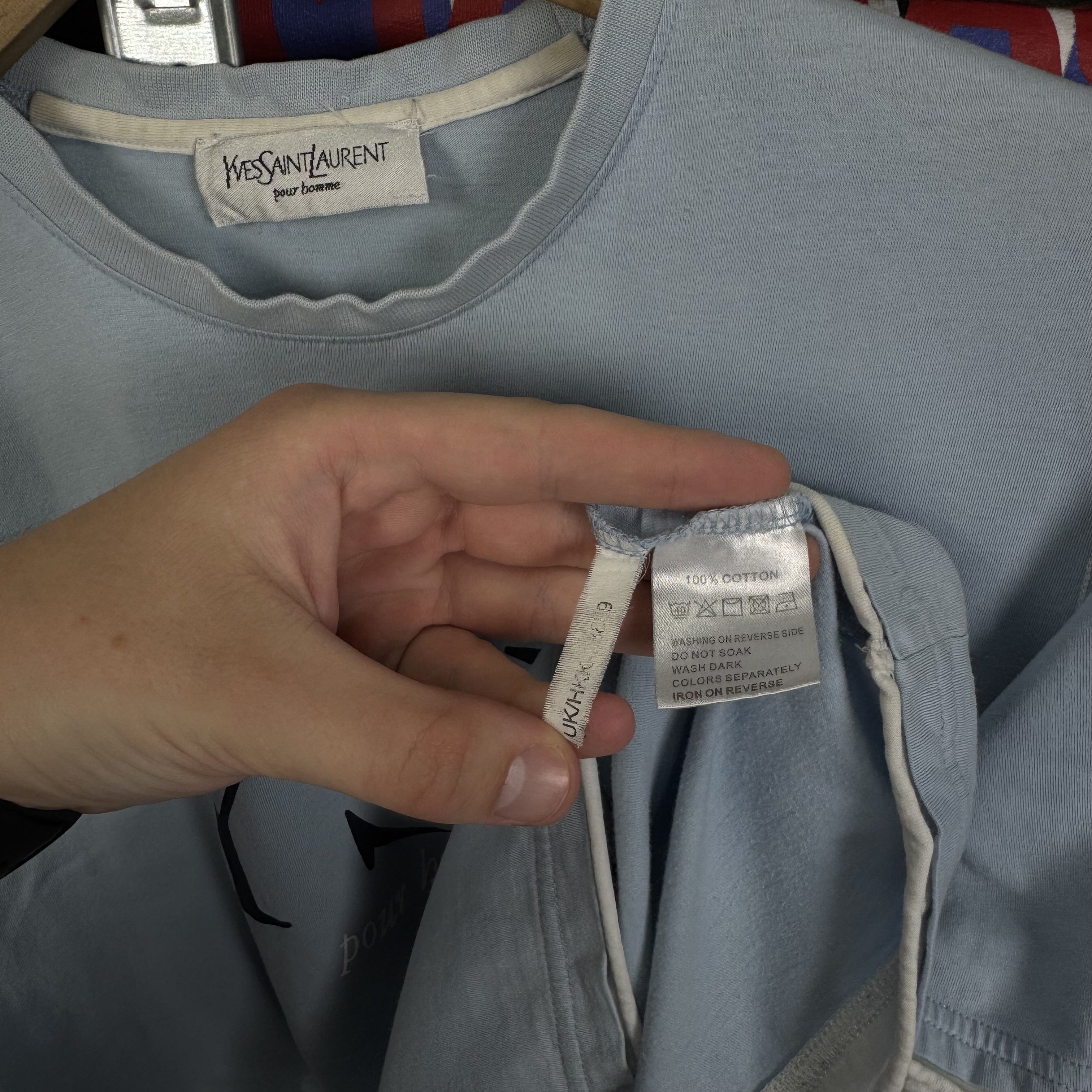 Vintage × Yves Saint Laurent YVES SAINT LAURENT YSL SPELLOUT BIG LOGO BLUE T-SHIRT ~M Size US M / EU 48-50 / 2 - 6 Thumbnail