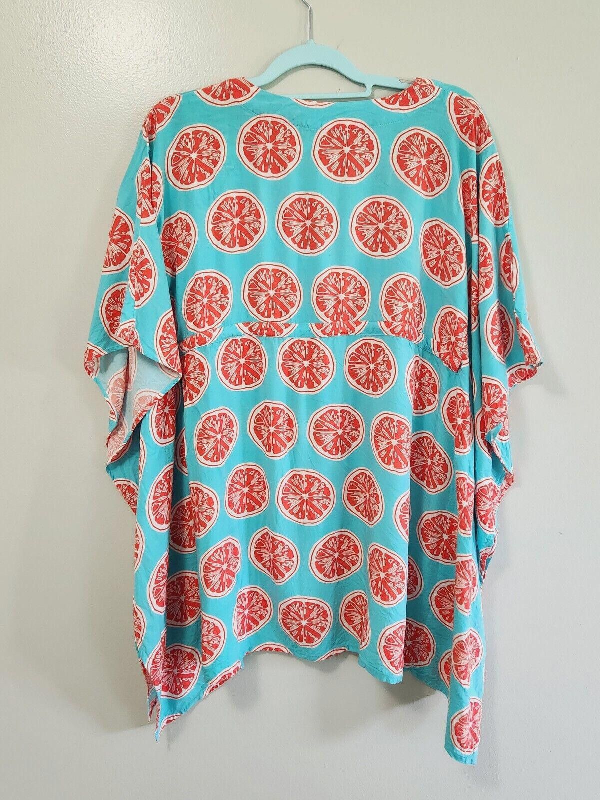 Designer Escapada Beach Swimsuit Cover Up Medium Oranges Aqua Teal Size ONE SIZE - 2 Thumbnail